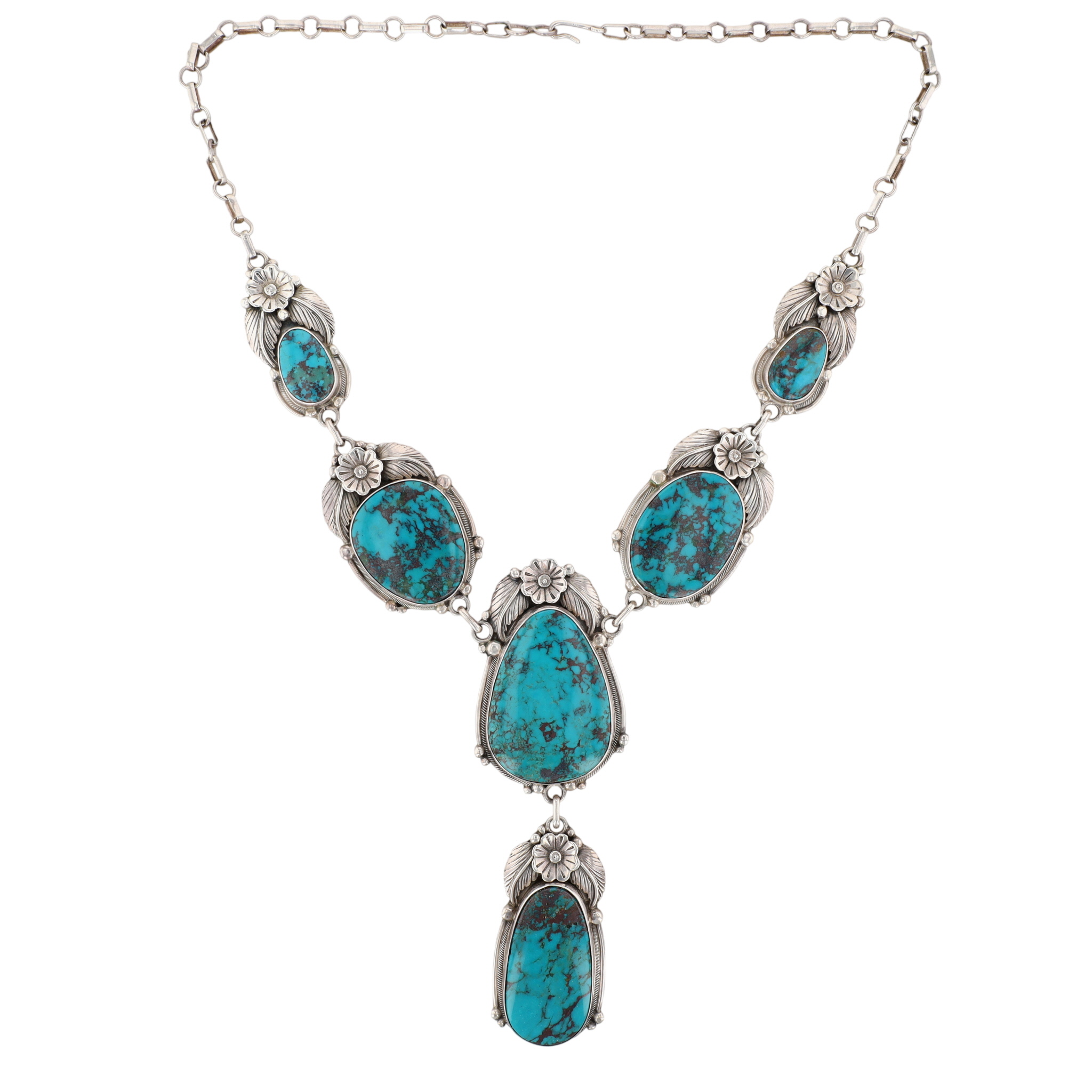 Roie Jaque Navajo Sterling Turquoise Station Necklace