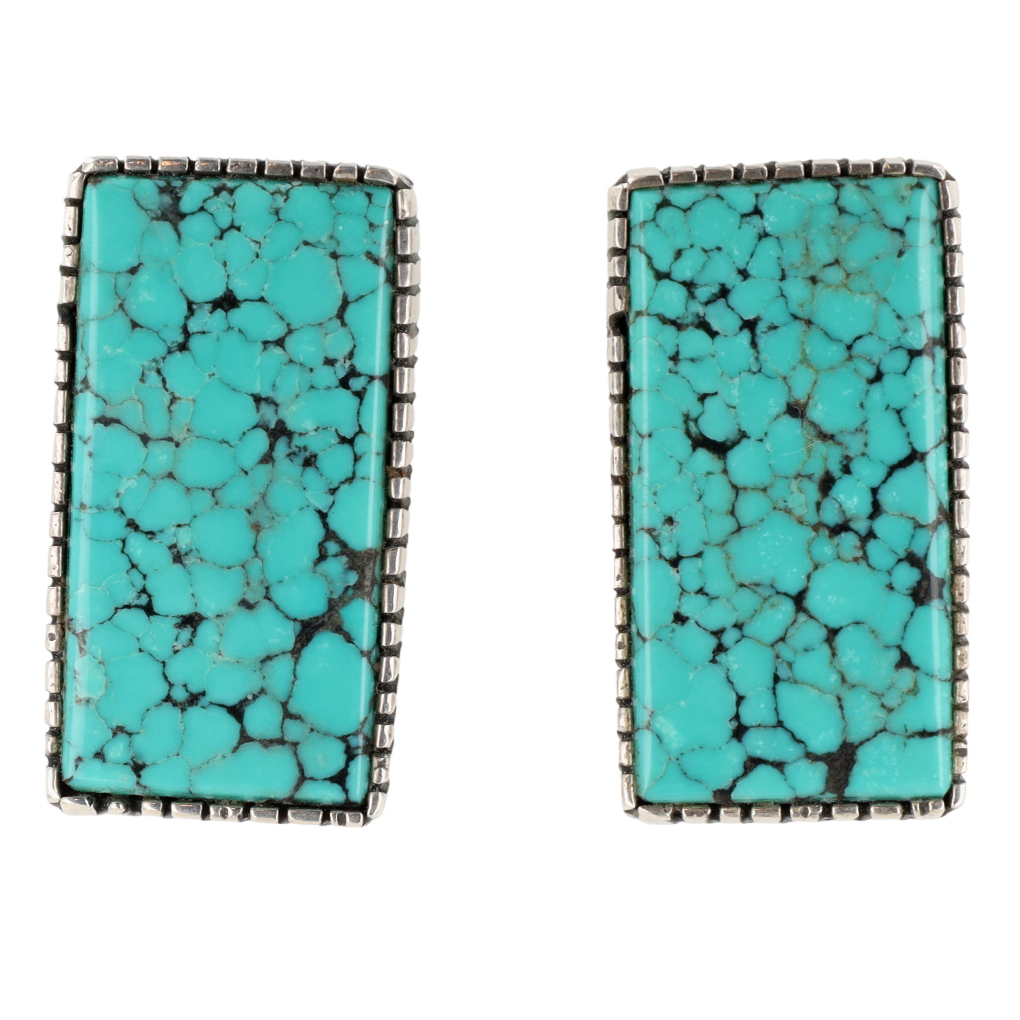 Roie Jaque Navajo Sterling Turquoise Bar Earrings