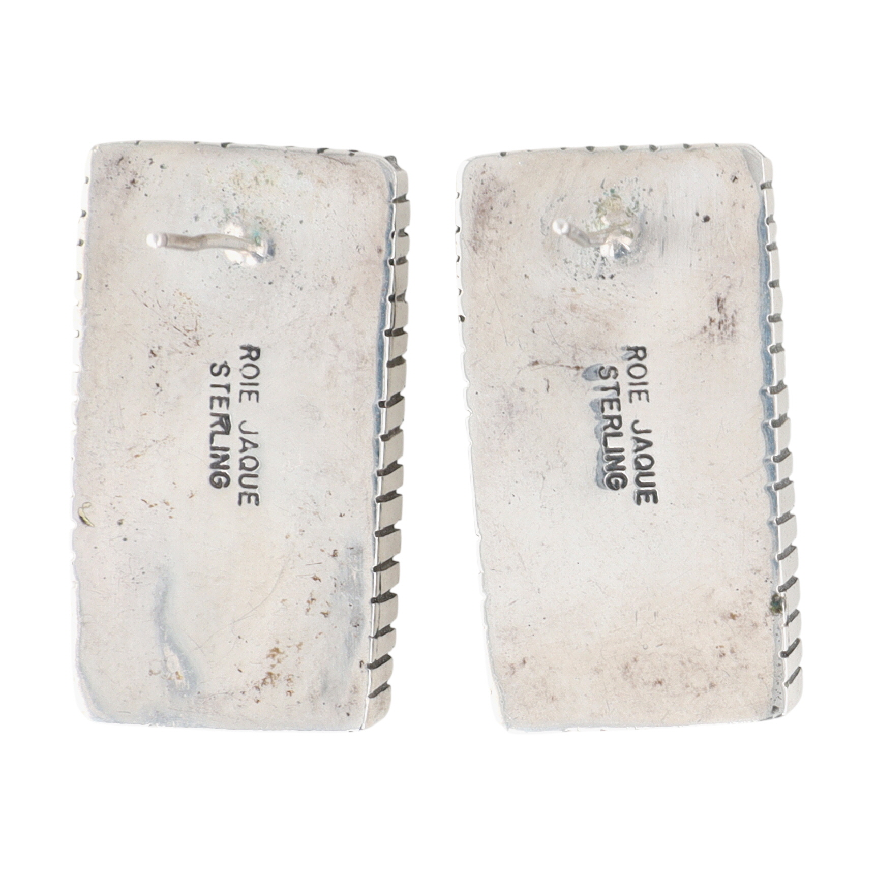 Roie Jaque Navajo Sterling Turquoise Bar Earrings