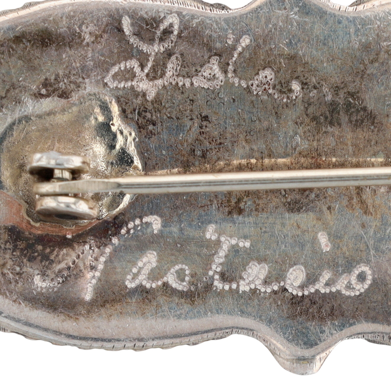 L. Nastacio Zuni Sterling Turquoise Inlay Pendant/Brooch