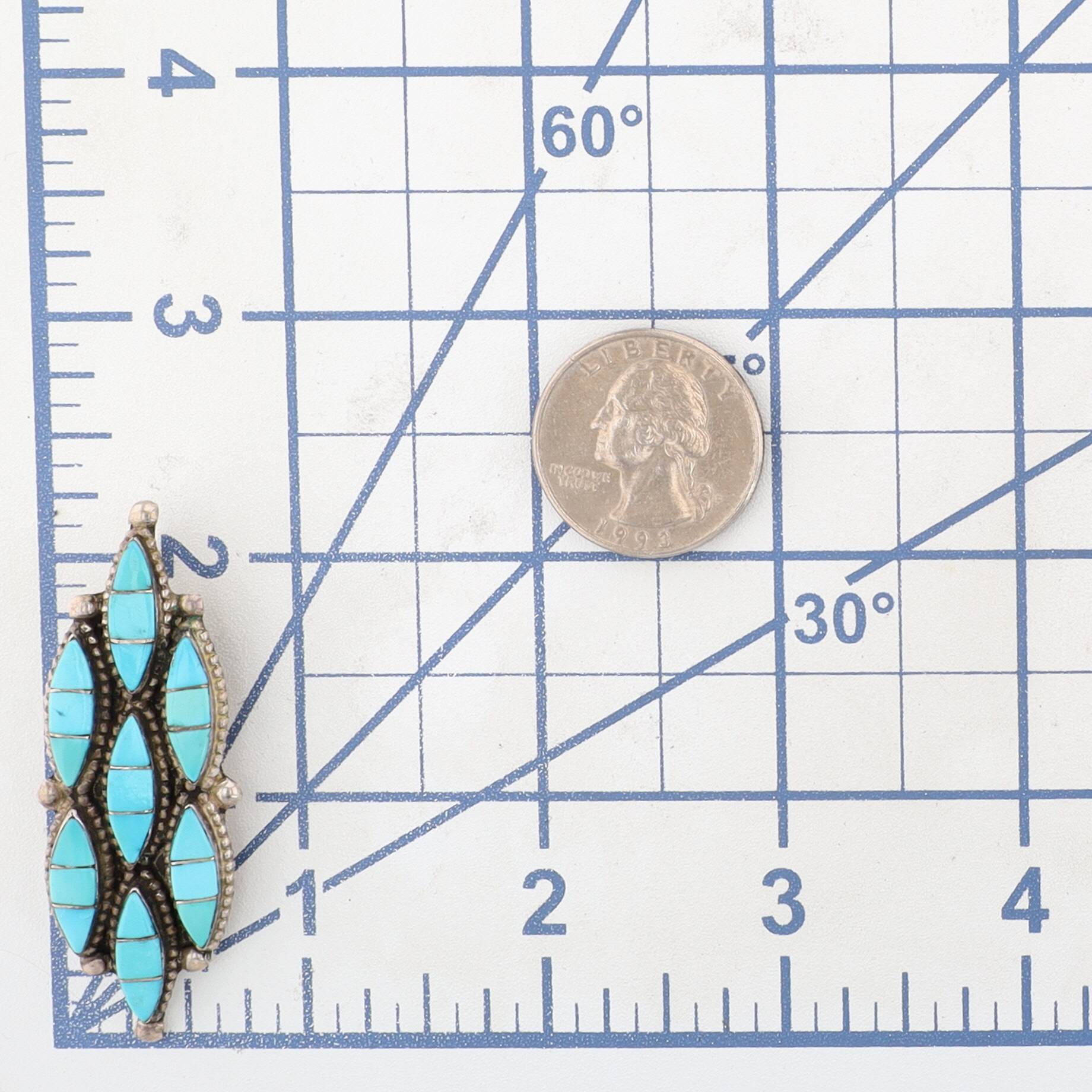 L. Nastacio Zuni Sterling Turquoise Inlay Pendant/Brooch