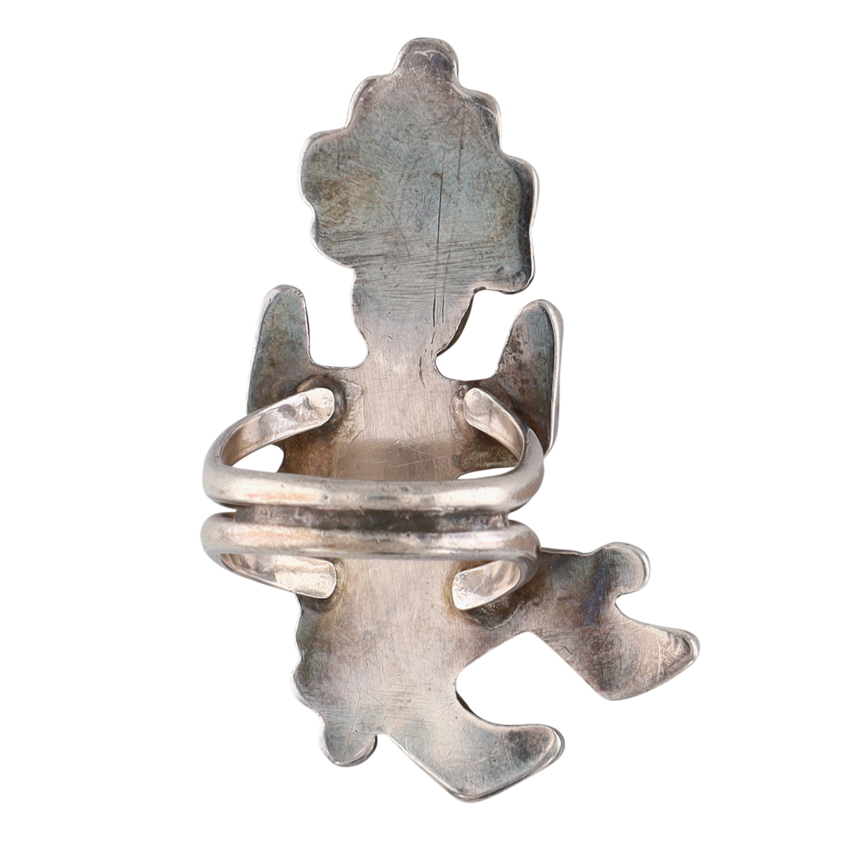 Vintage Zuni Sterling Multi-Stone Inlay Rainbow Man Ring Sz 8.5