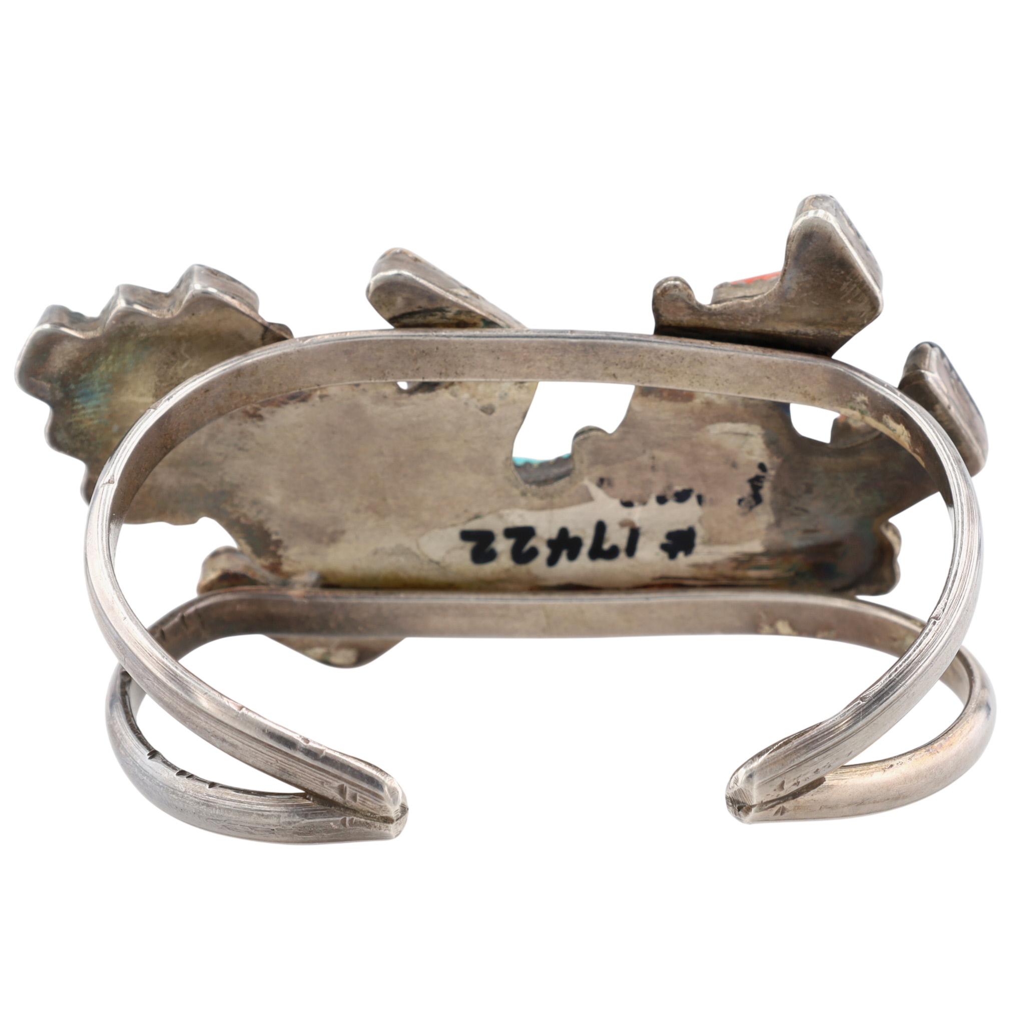 Vintage Zuni Sterling Multi-Stone Inlay Rainbow Man Cuff Bracelet