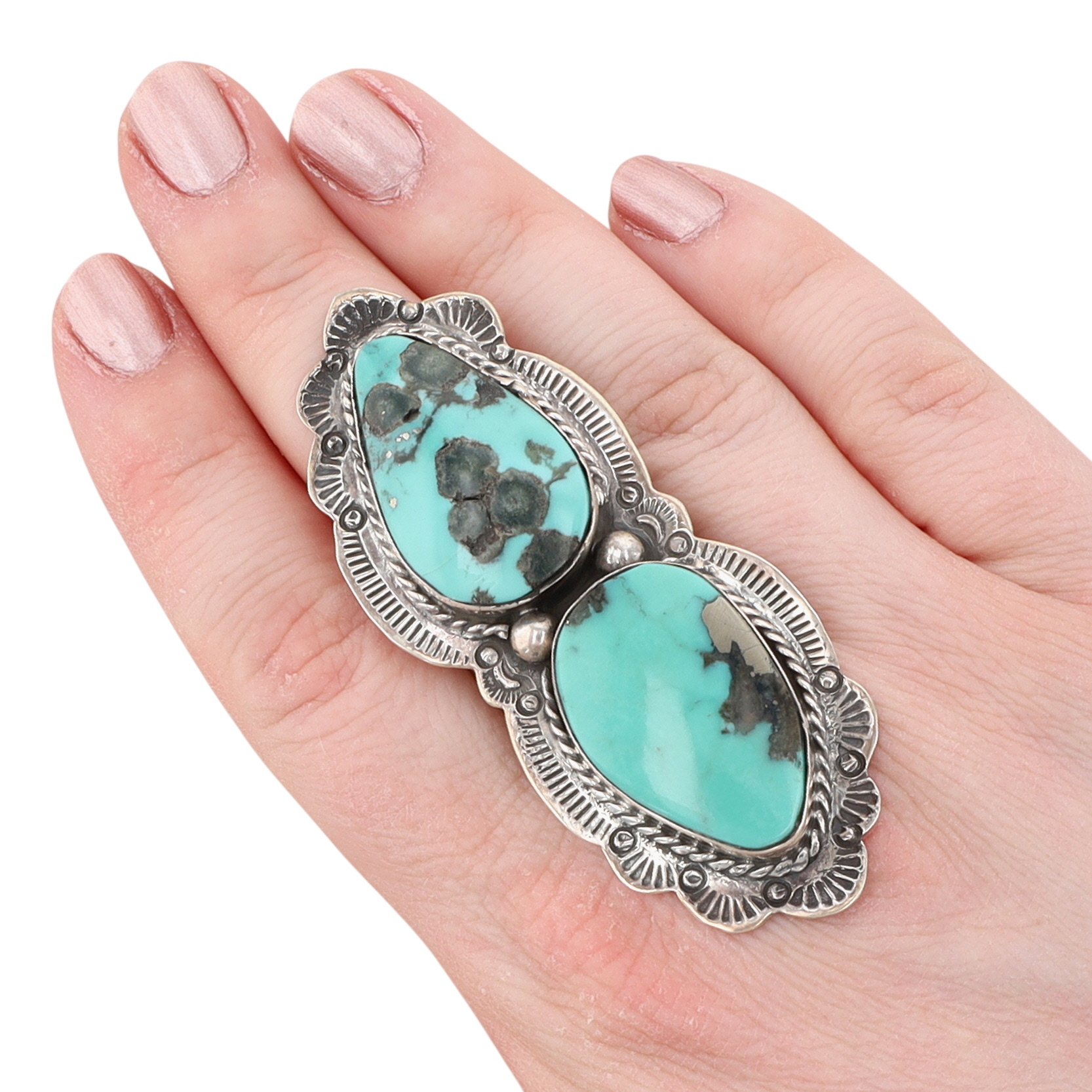 Boyd Ashley Navajo Sterling Kingman Turquoise Finger Length Ring Sz 11