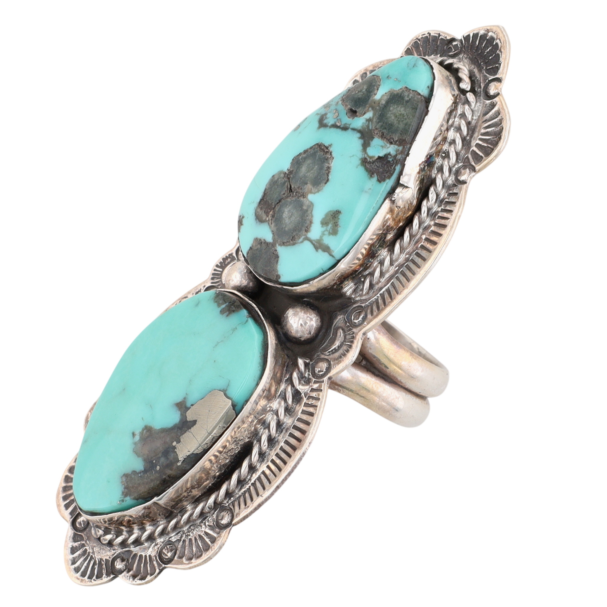 Boyd Ashley Navajo Sterling Kingman Turquoise Finger Length Ring Sz 11