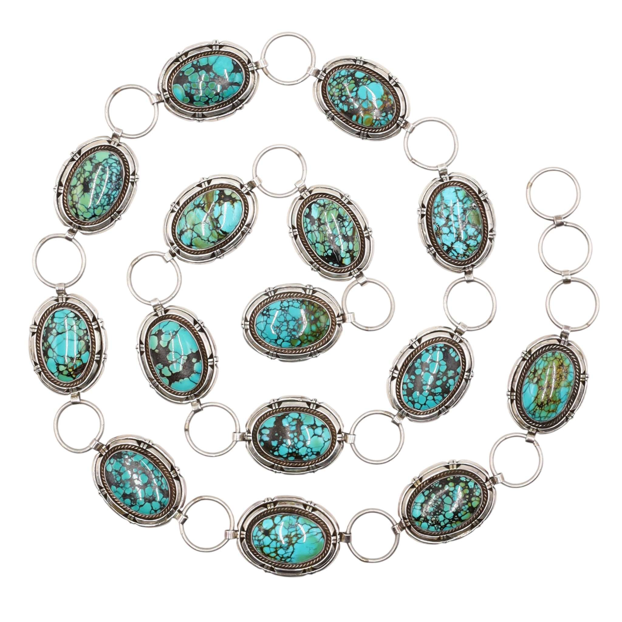 Rita Touchine Navajo Sterling Turquoise Concho Belt