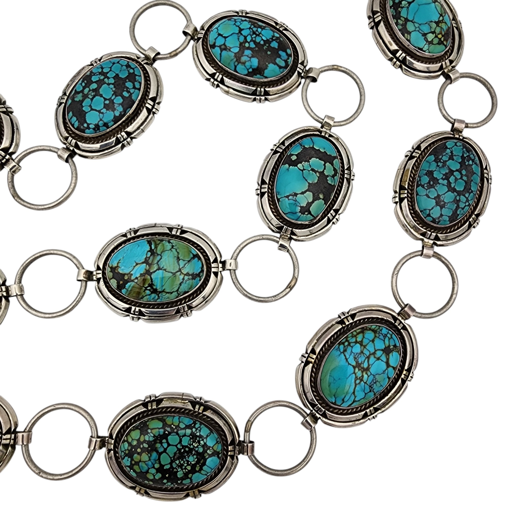 Rita Touchine Navajo Sterling Turquoise Concho Belt