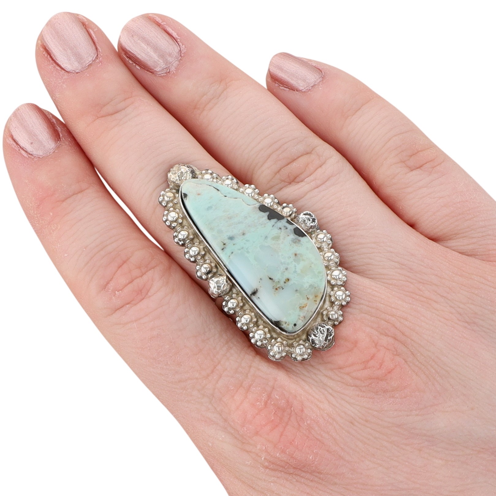 Maxx Laate Zuni Sterling Variscite Ring Sz 9.5
