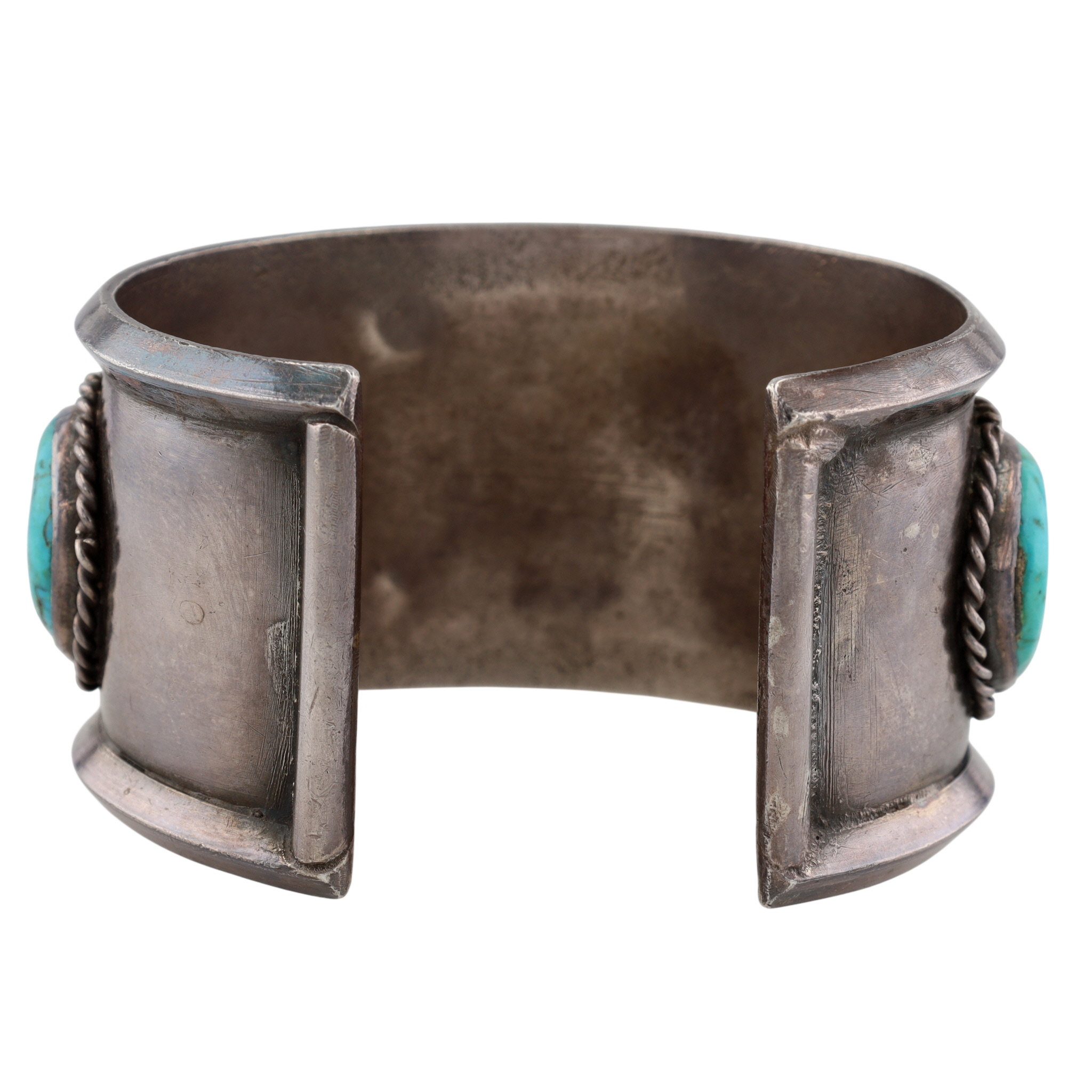 Vintage Navajo Sterling Turquoise Row Cuff Bracelet