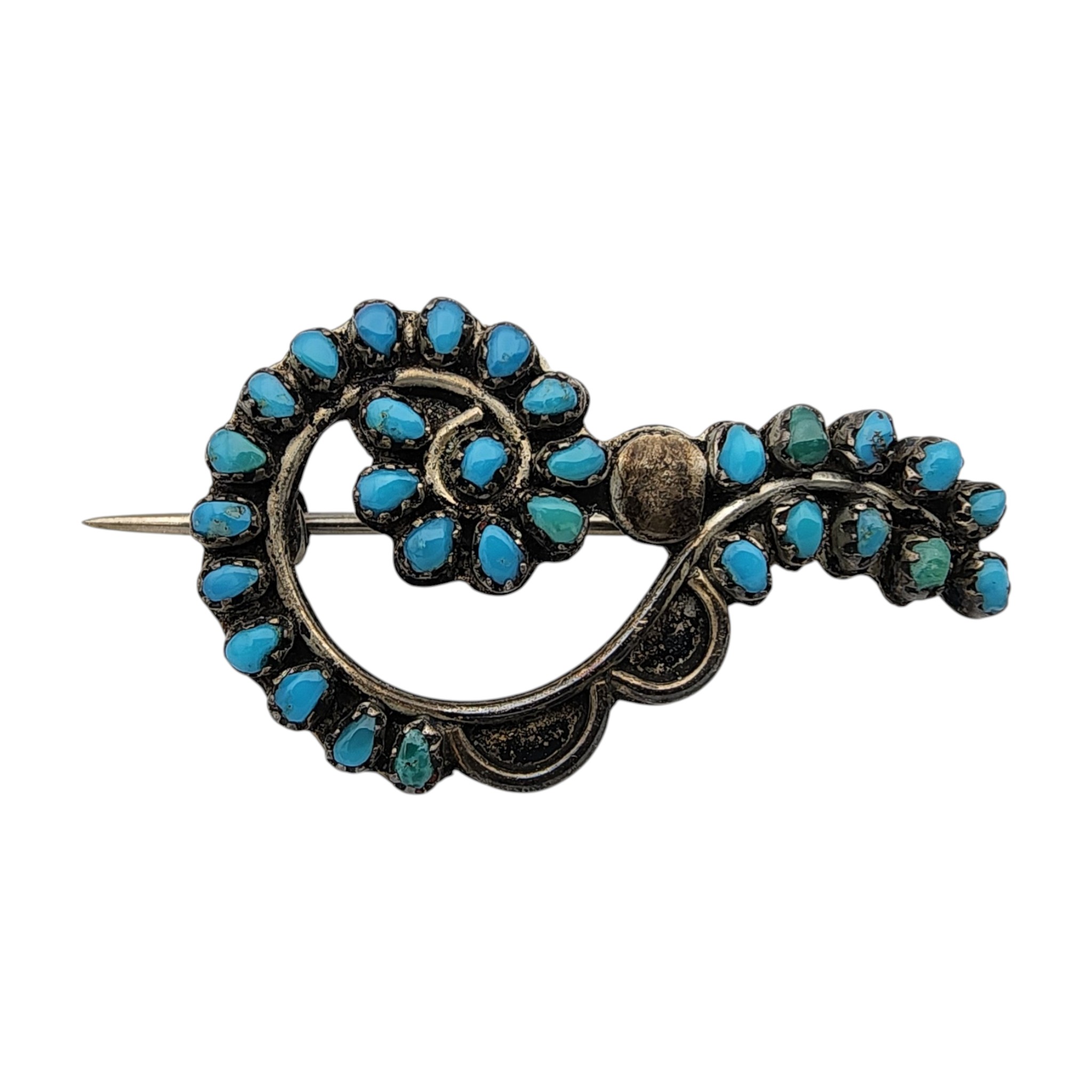 Vintage Zuni Sterling Turquoise Brooch