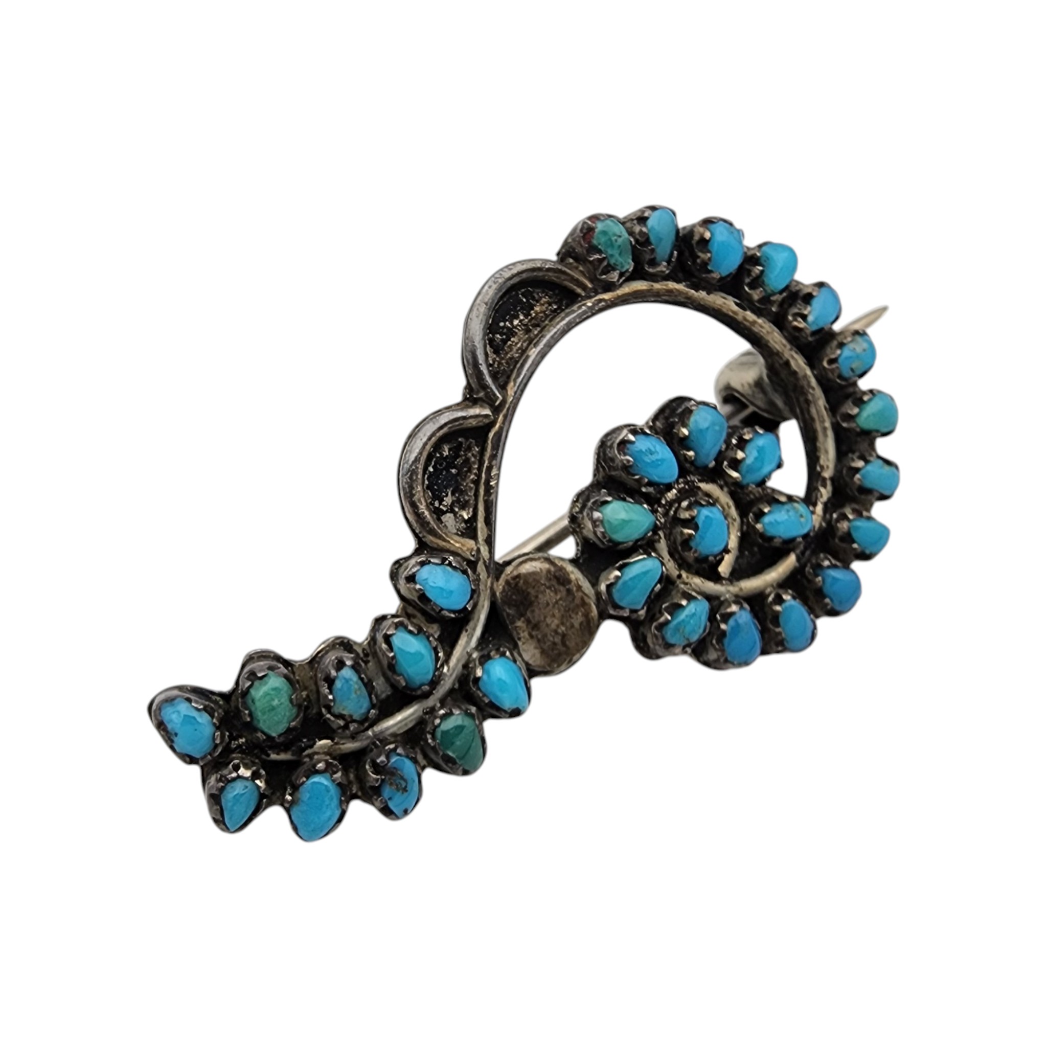 Vintage Zuni Sterling Turquoise Brooch
