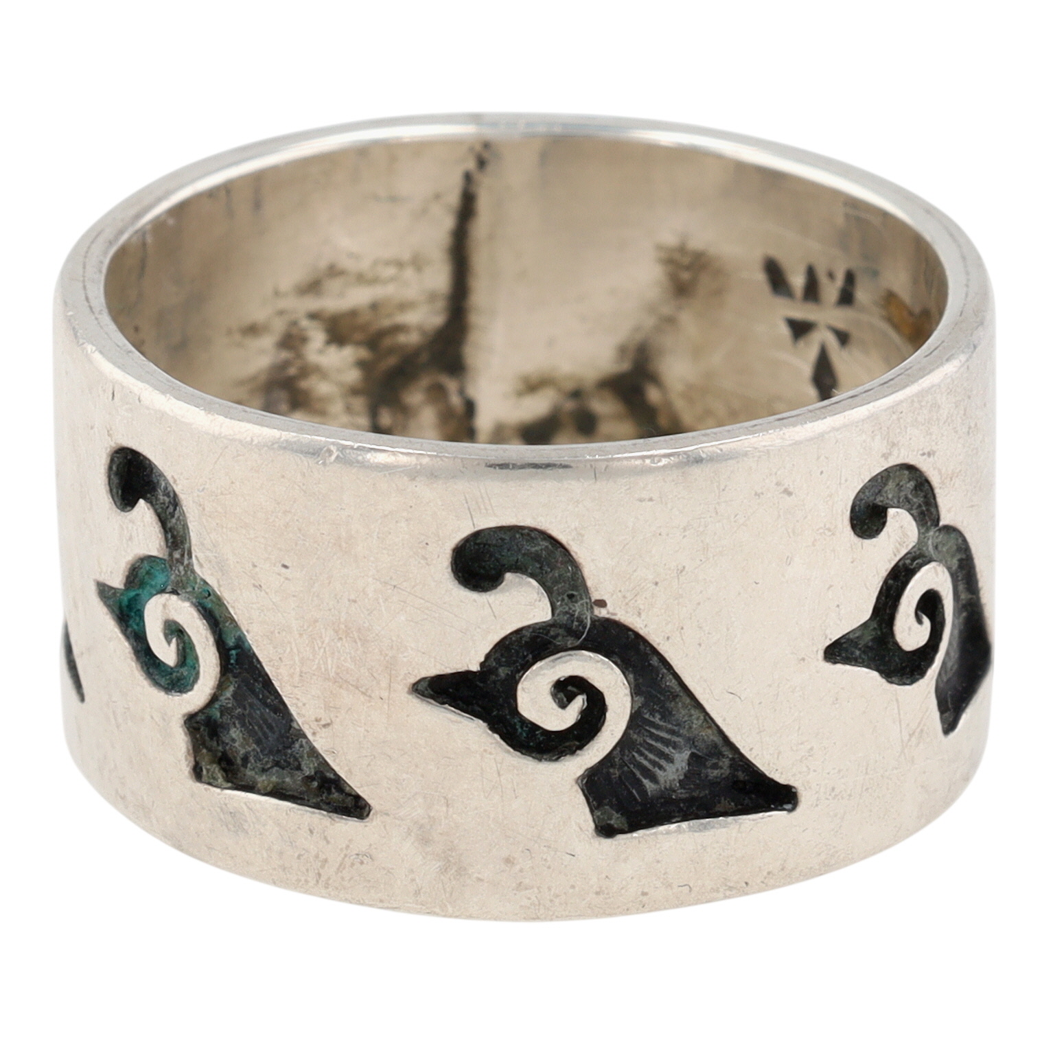 Bernard Dawahoya Hopi Sterling Quail Overlay Ring Sz 14