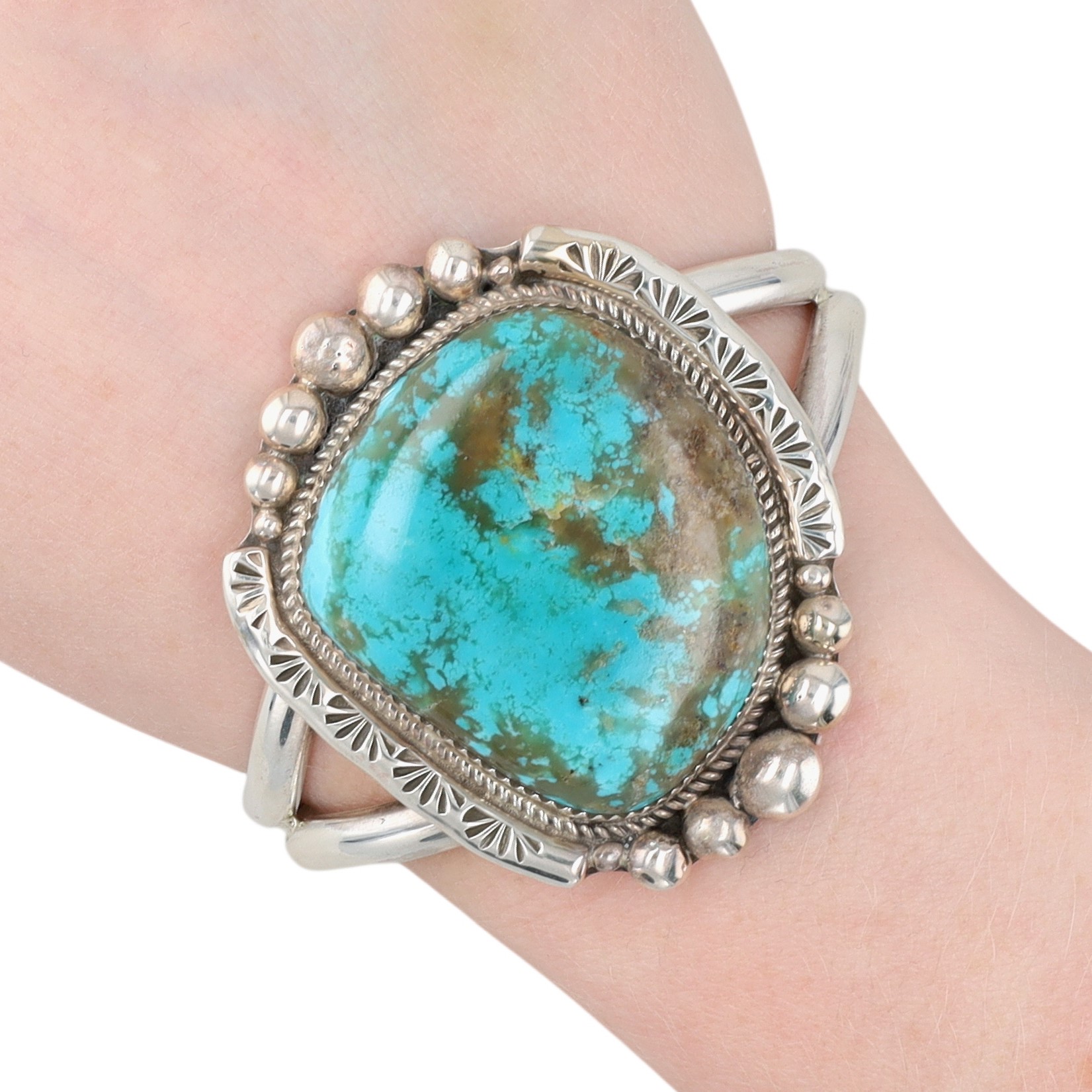 Ray Nez Navajo Sterling Turquoise Cuff Bracelet