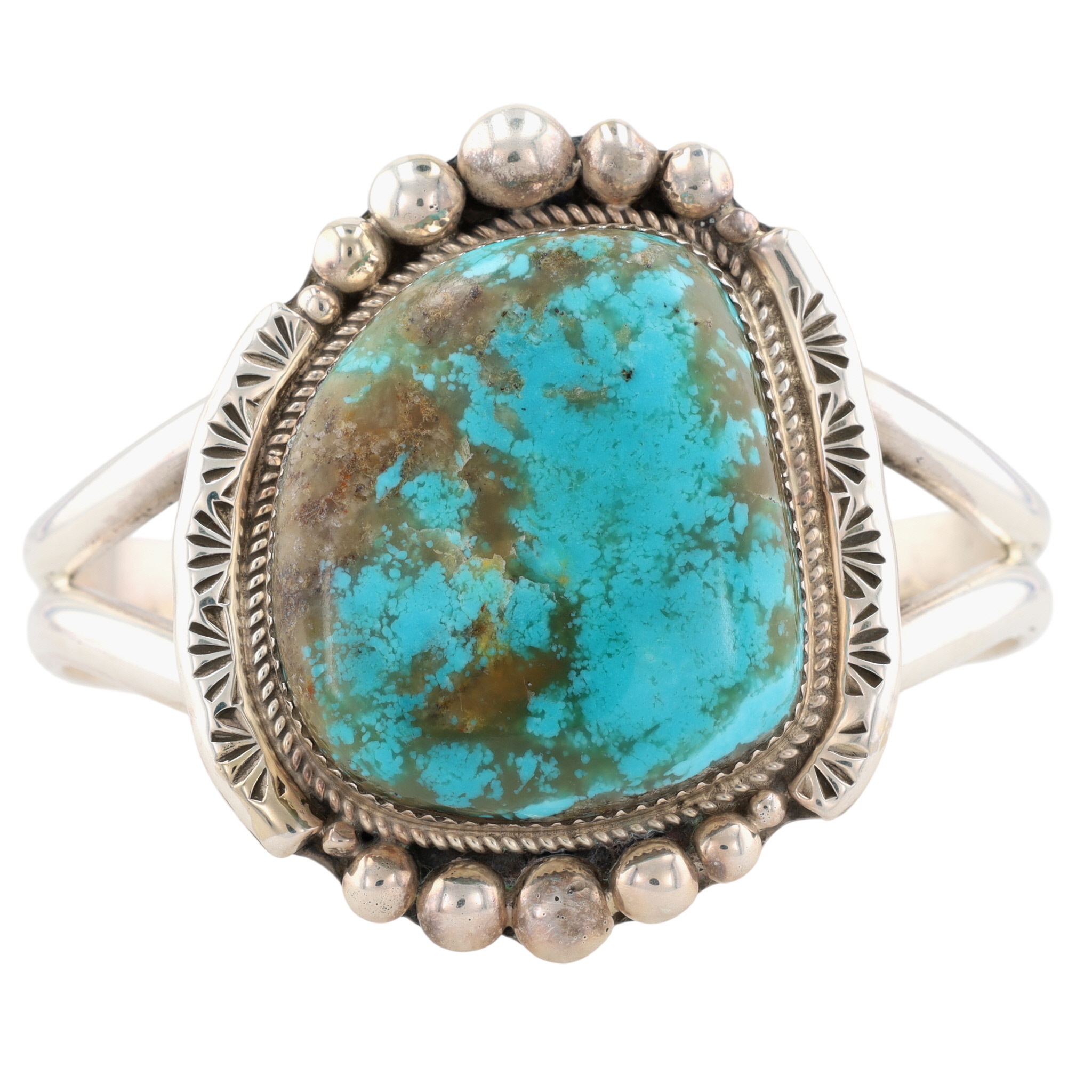 Ray Nez Navajo Sterling Turquoise Cuff Bracelet