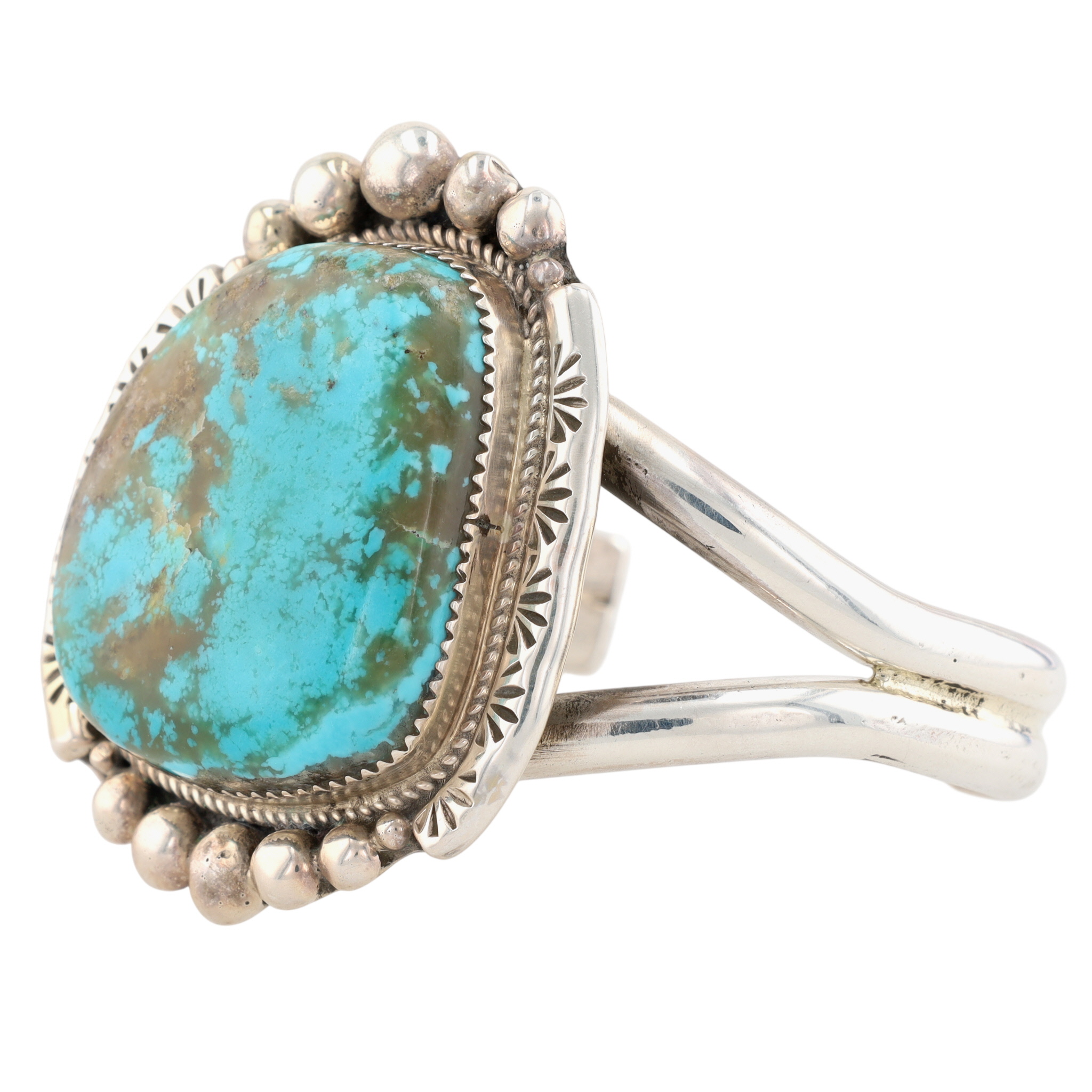 Ray Nez Navajo Sterling Turquoise Cuff Bracelet