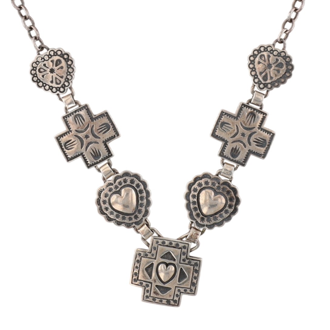Elgin Tom Navajo Sterling Stamped Heart Necklace
