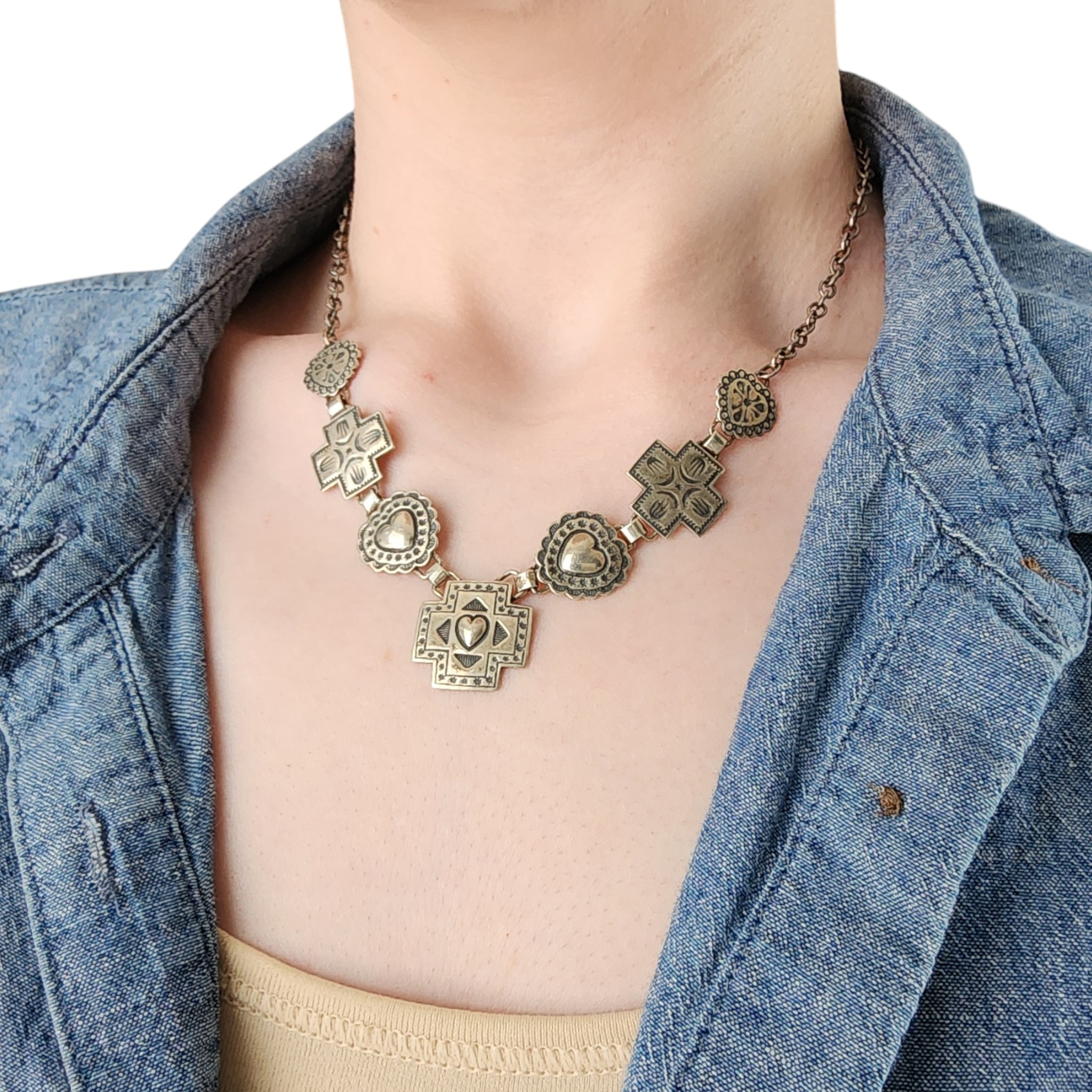 Elgin Tom Navajo Sterling Stamped Heart Necklace