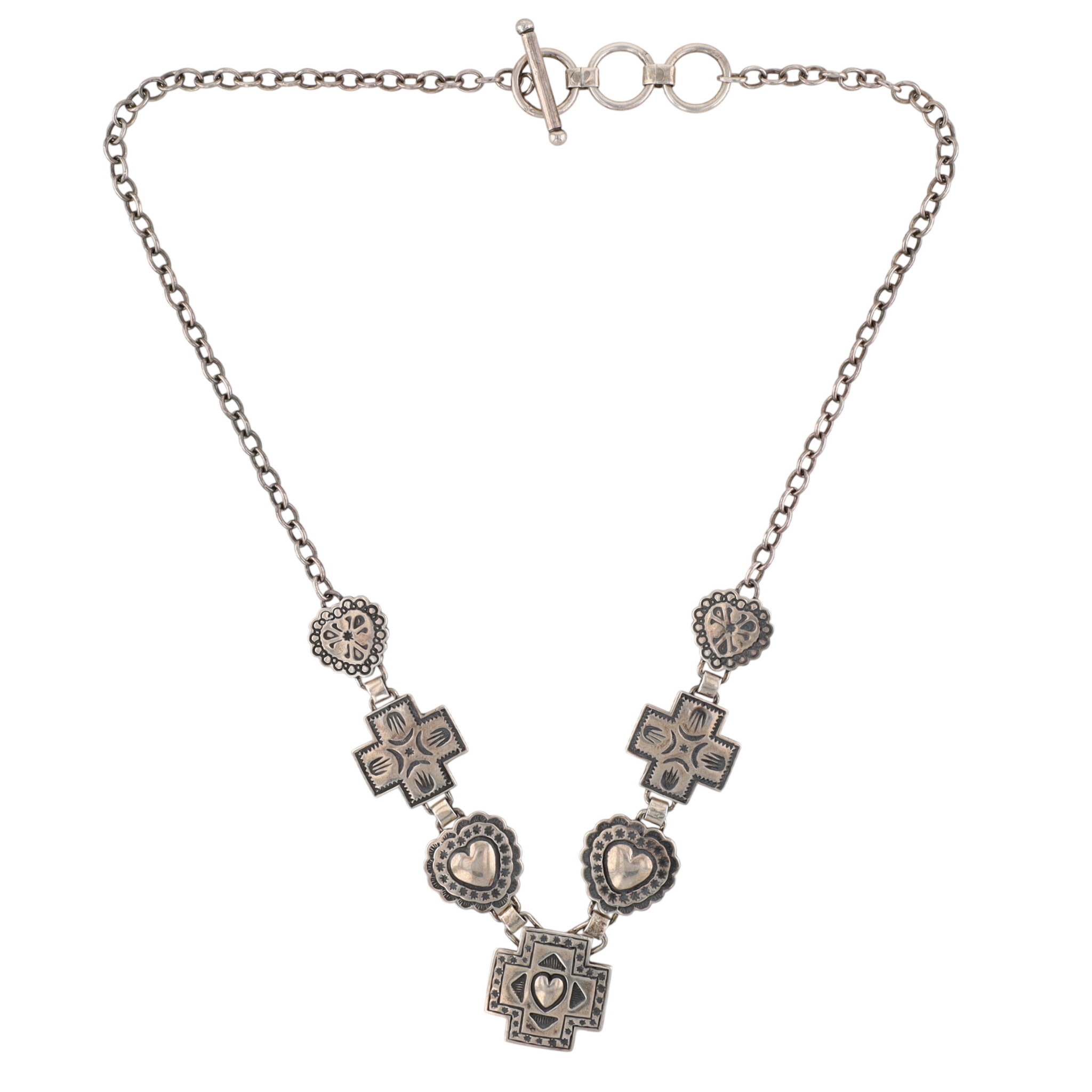 Elgin Tom Navajo Sterling Stamped Heart Necklace