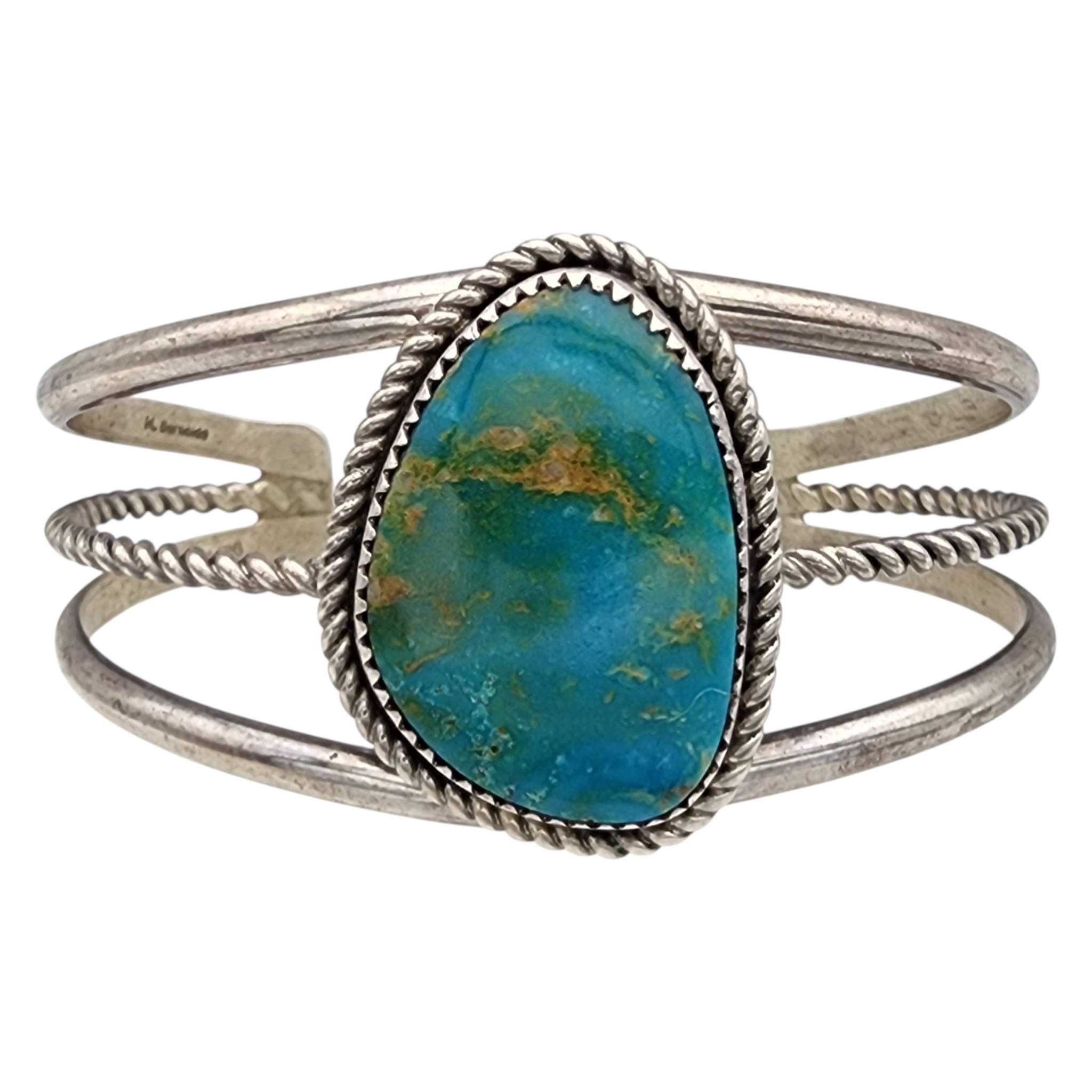 M. Burnside Navajo Sterling Turquoise Cuff Bracelet