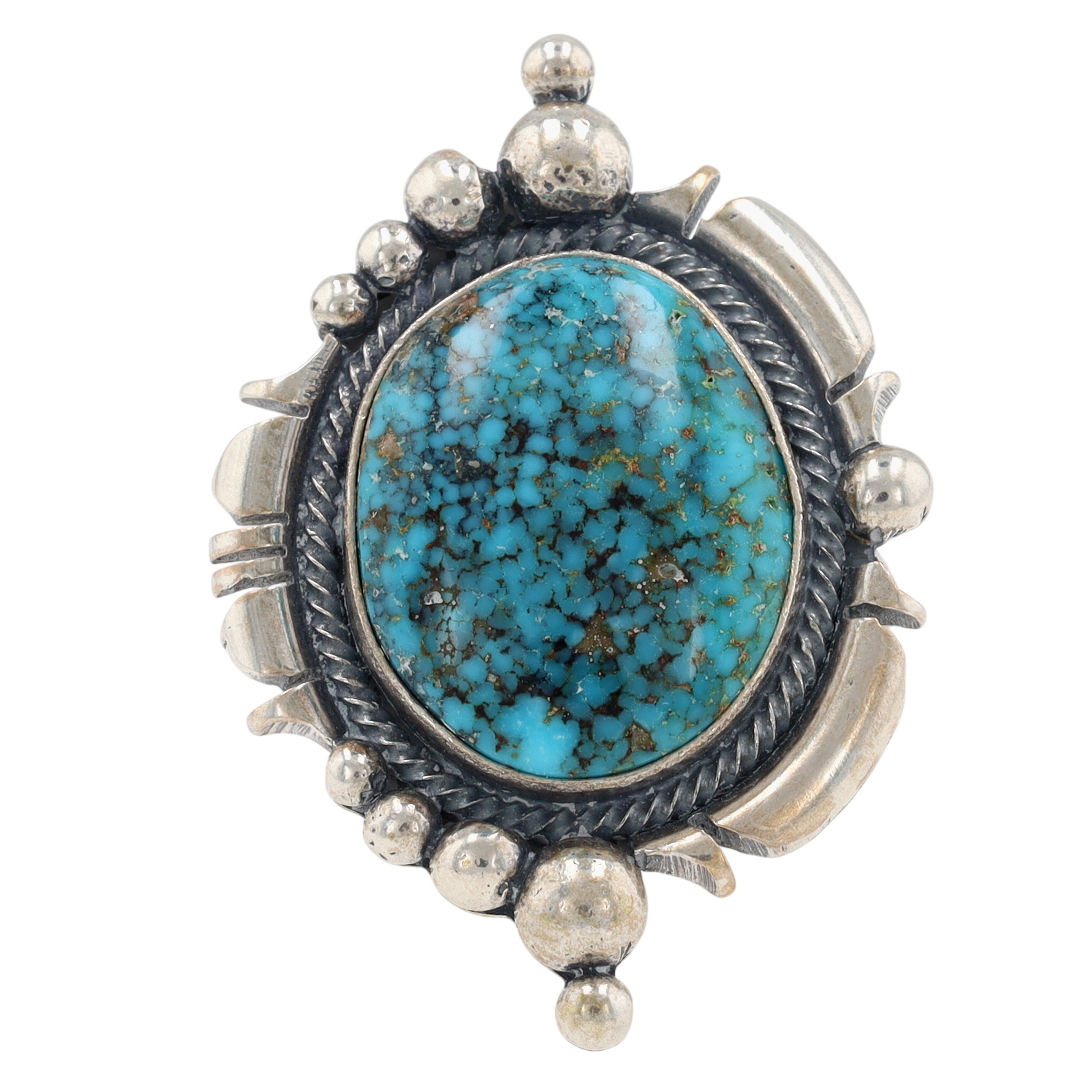 Navajo Sterling Kingman Web Turquoise Ring Sz 9.5