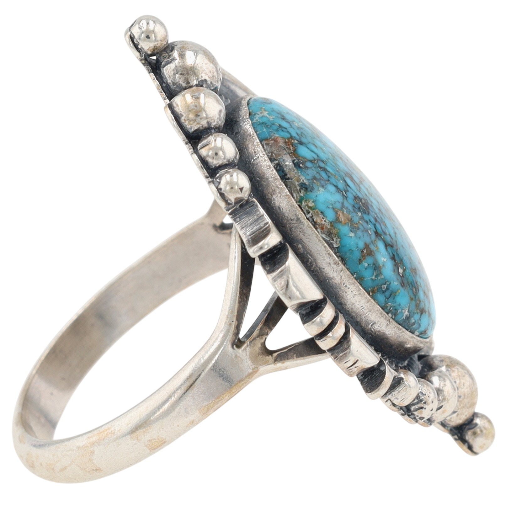 Navajo Sterling Kingman Web Turquoise Ring Sz 9.5