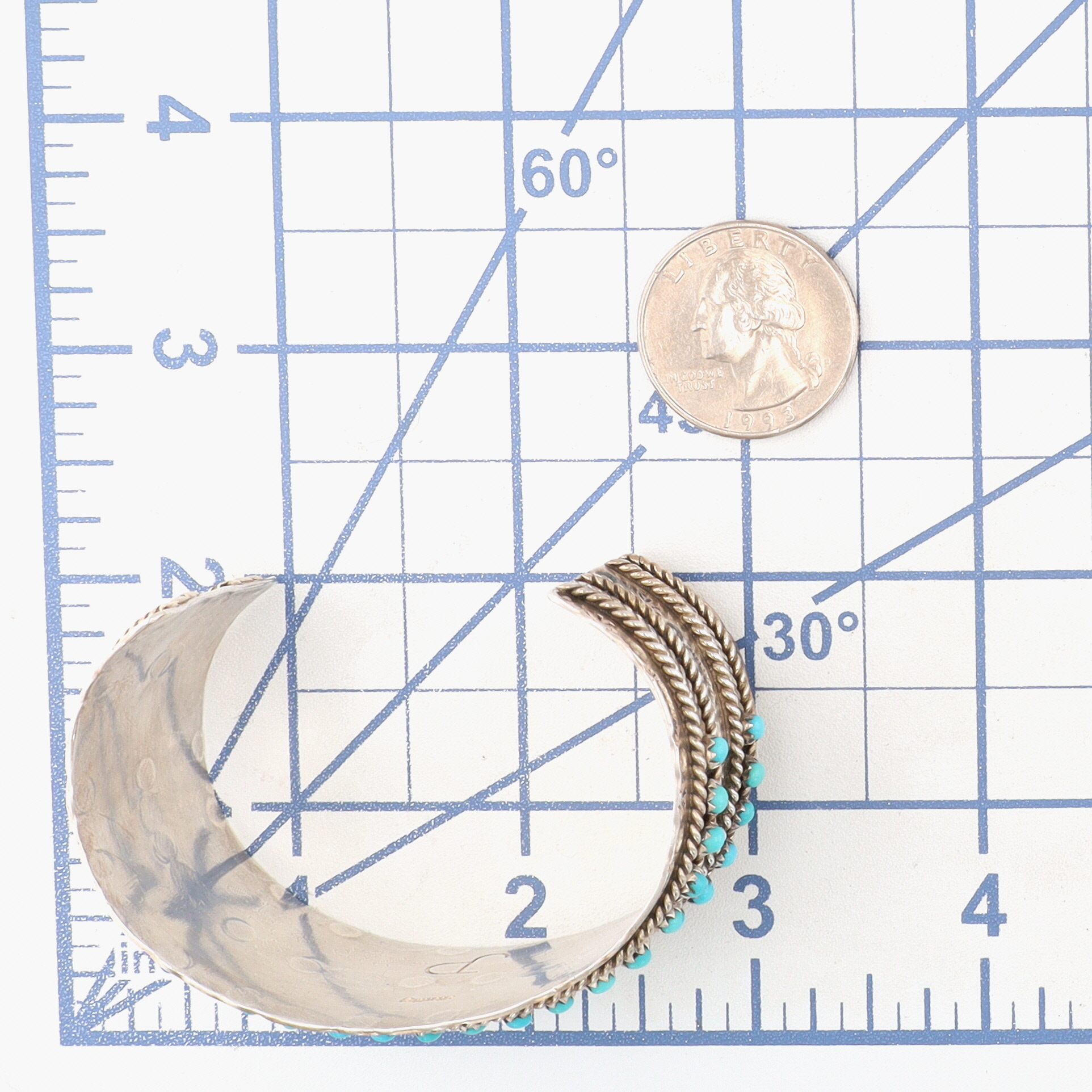 Jason & Pearl Ukestine Zuni Sterling Turquoise Snake Eye Cuff Bracelet
