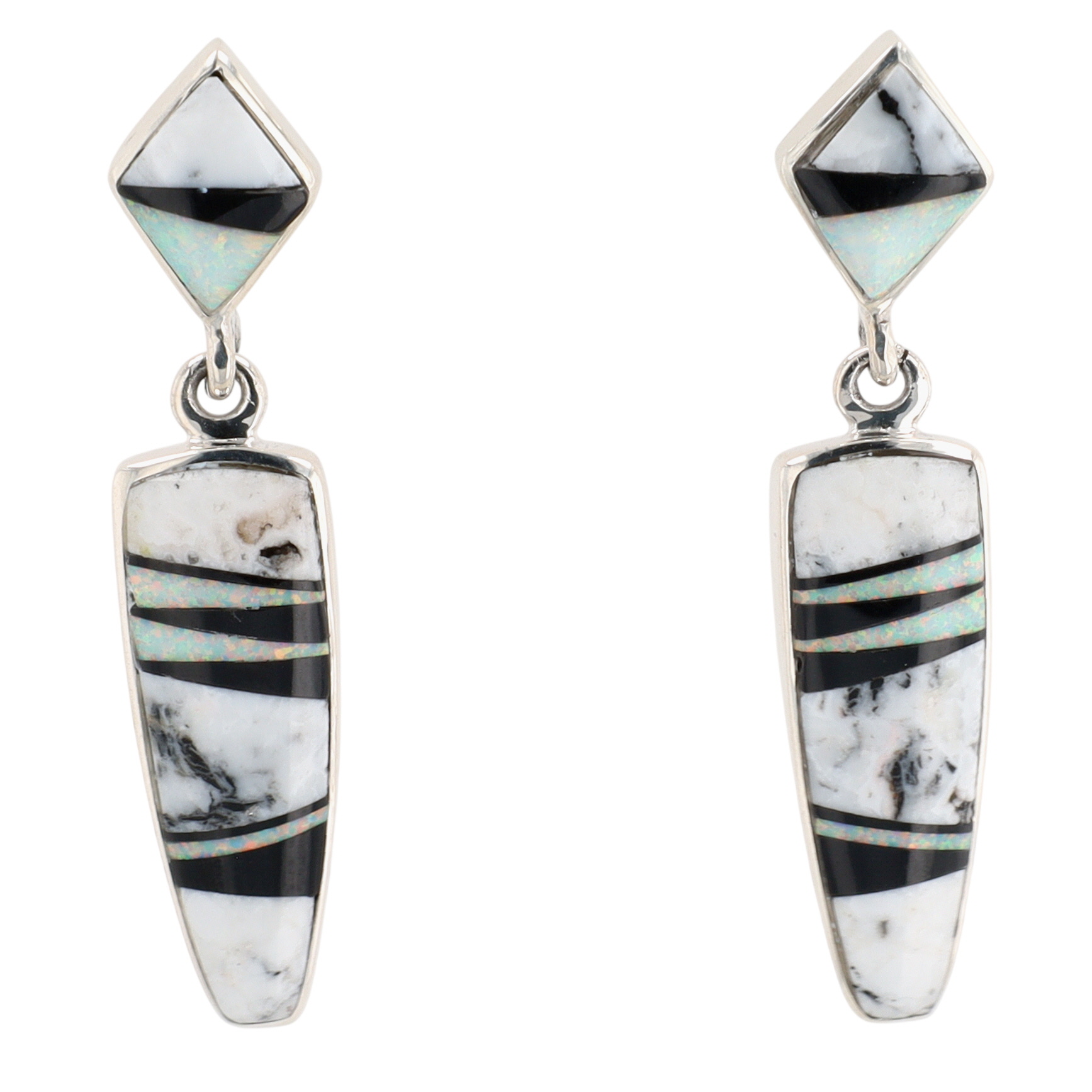 Julius Burbank Navajo Sterling Multi-Stone Inlay Earrings