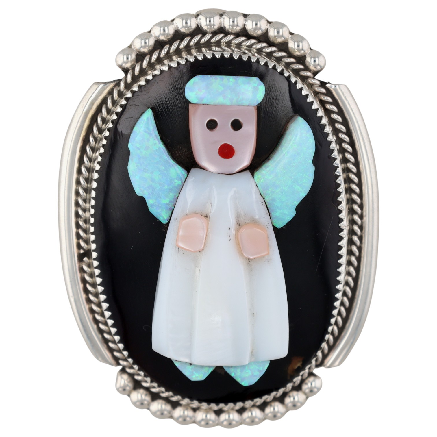 Beverly Etsate Zuni Sterling Raised Inlay Angel Pendant/Brooch