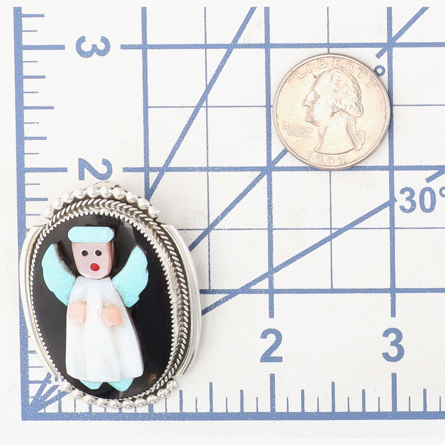 Beverly Etsate Zuni Sterling Raised Inlay Angel Pendant/Brooch
