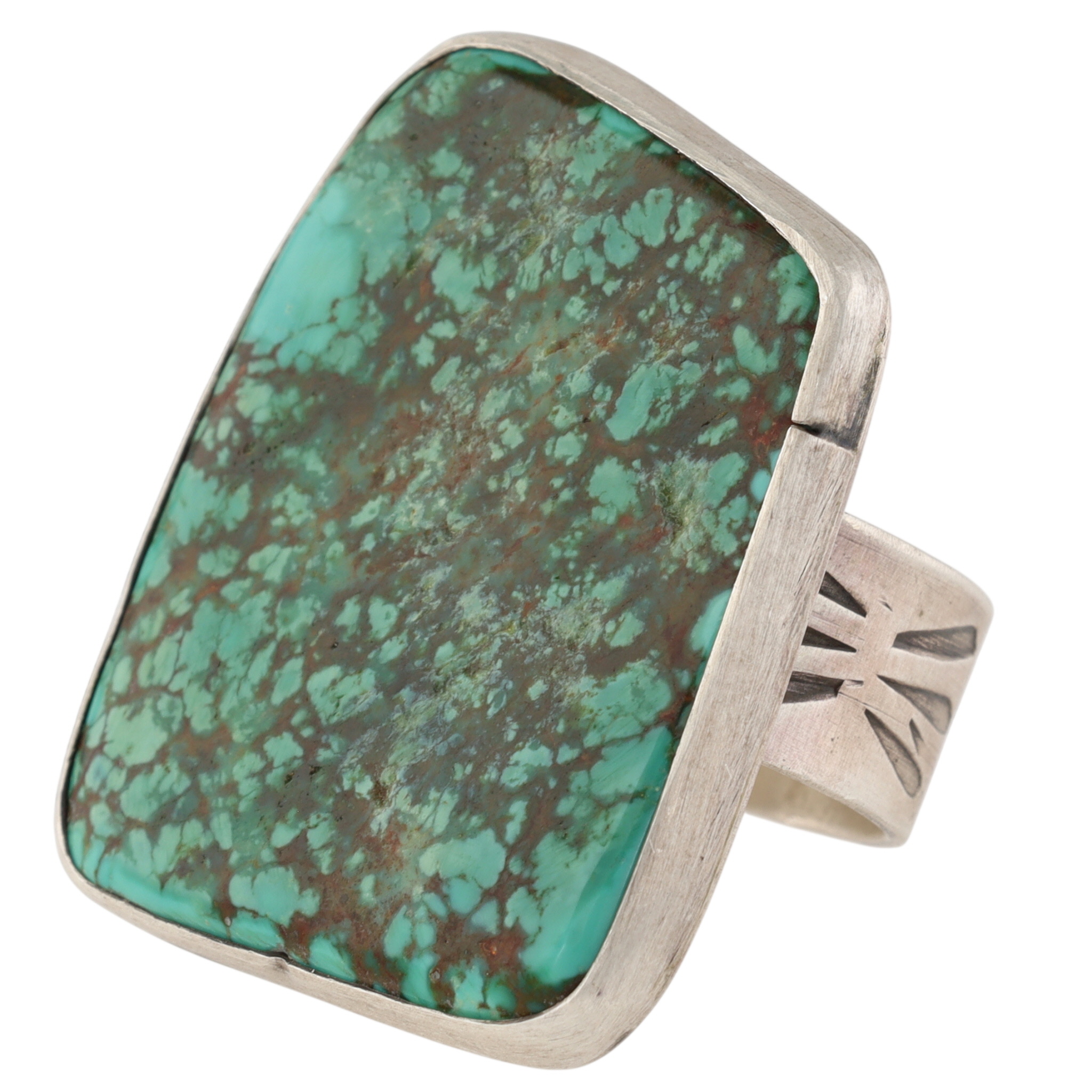 Chad Teller Navajo Sterling Turquoise Freeform Ring Sz 11