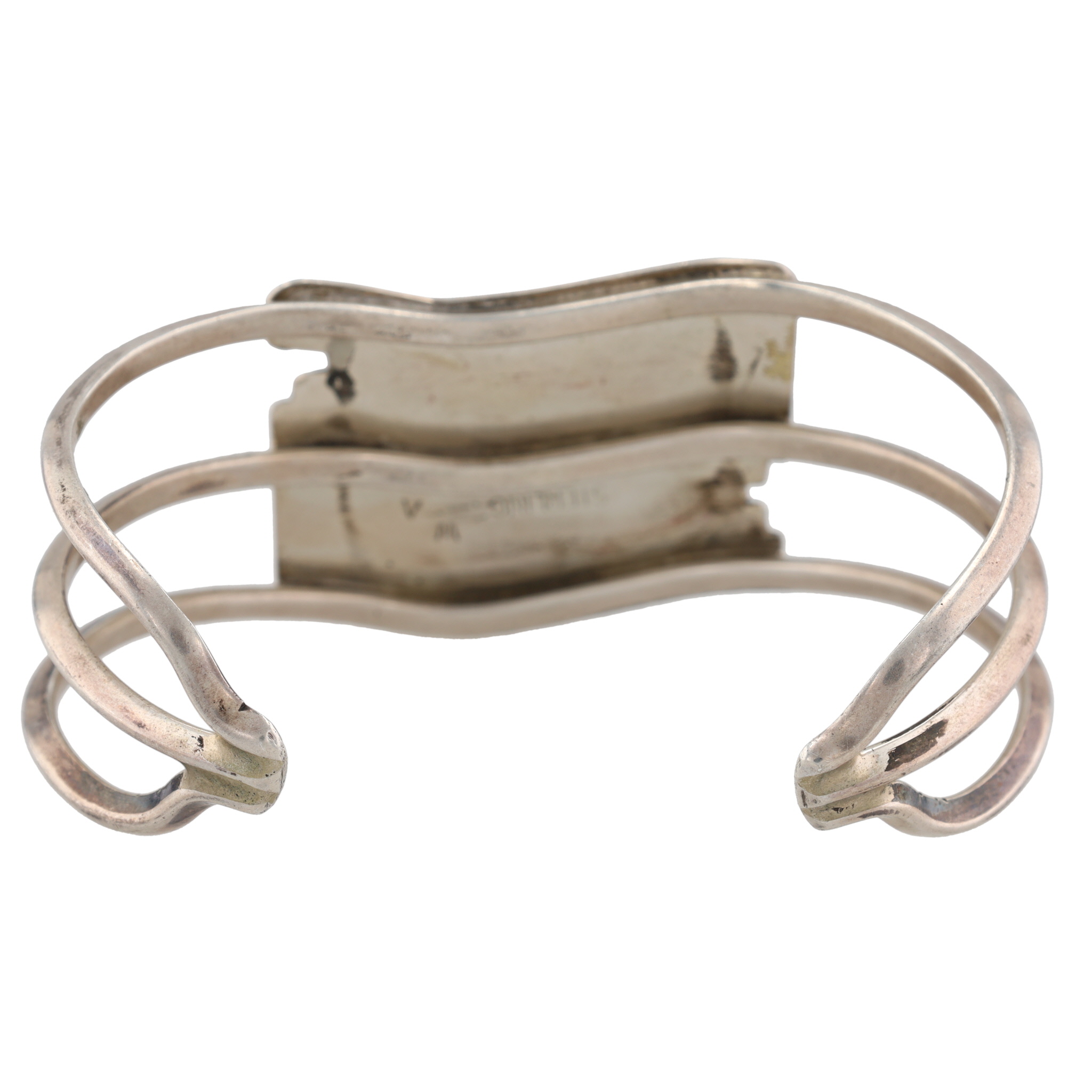 Signed Navajo Sterling Multi-Stone Inlay Cuff Bracelet