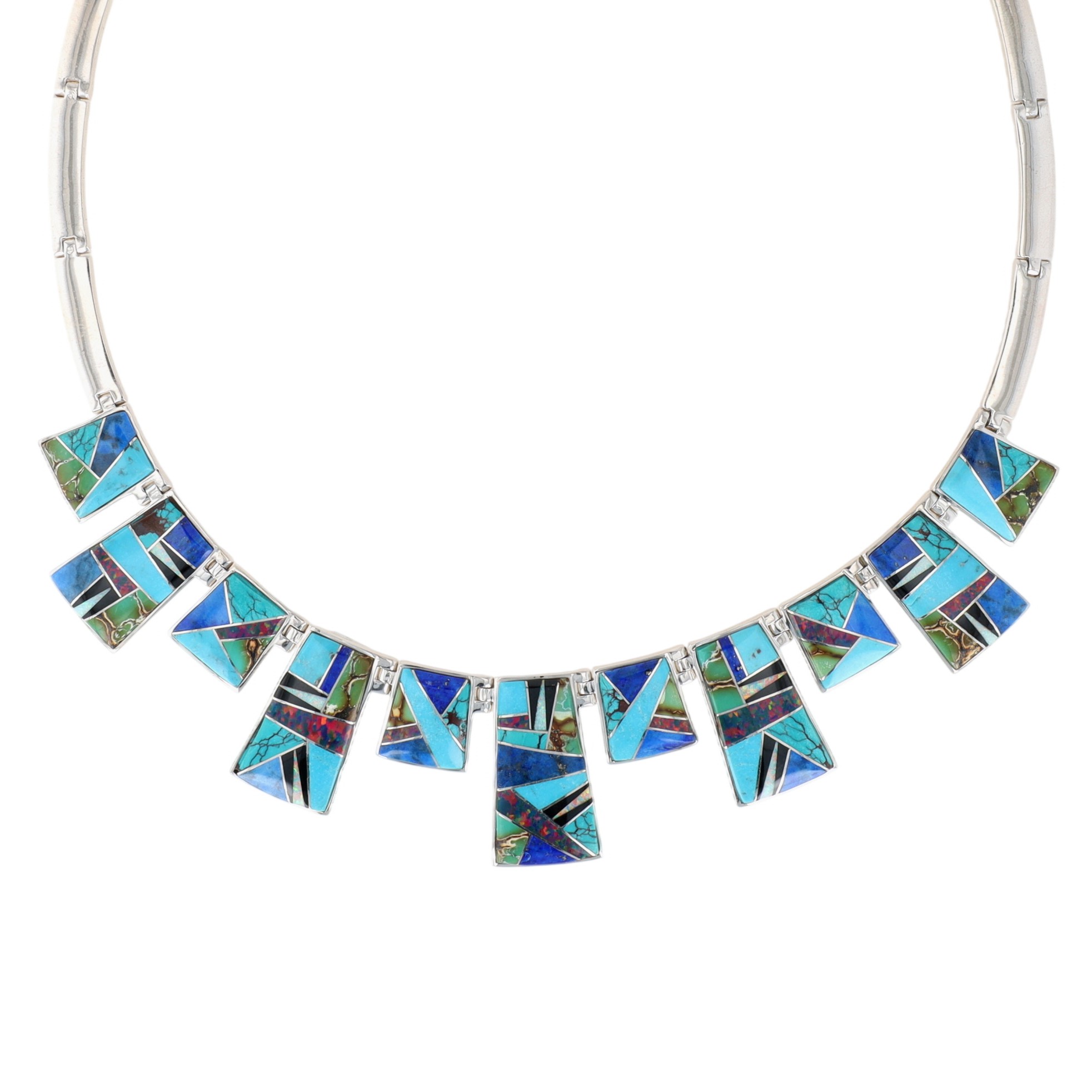 Evangeline Sherman Navajo Sterling Multi-Stone Inlay Necklace