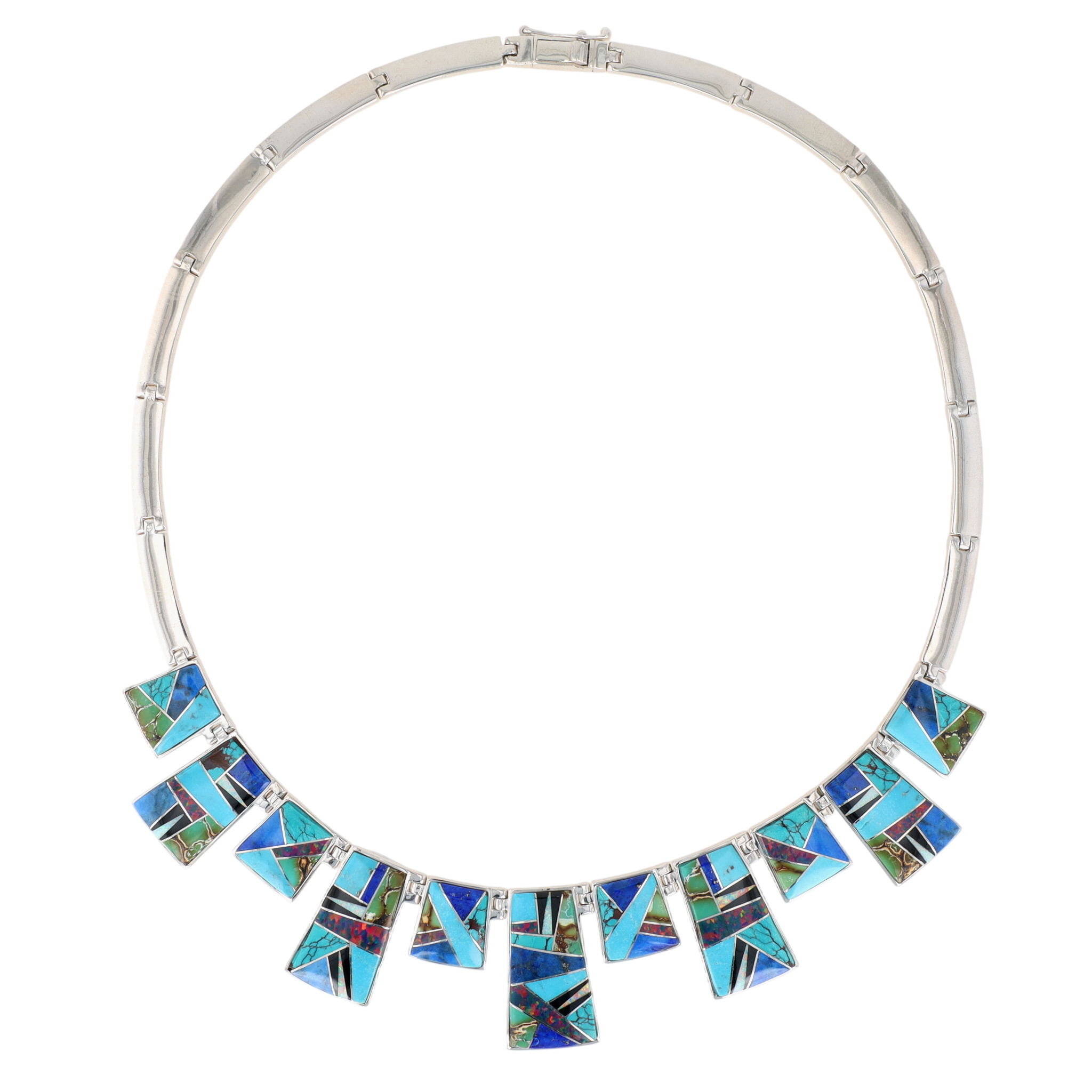 Evangeline Sherman Navajo Sterling Multi-Stone Inlay Necklace