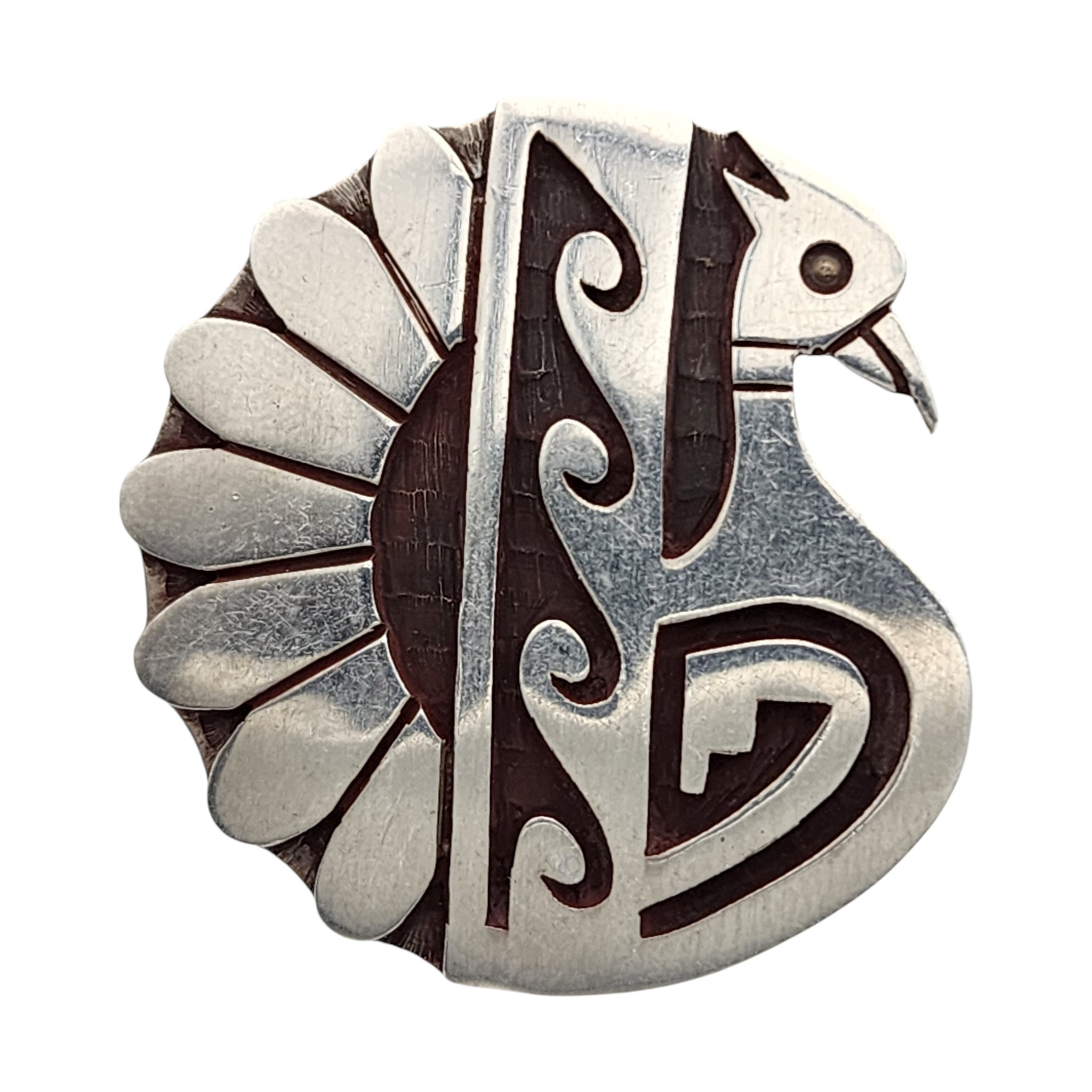 Vintage Billy Ray Hawee Hopi Sterling Bird Overlay Pendant