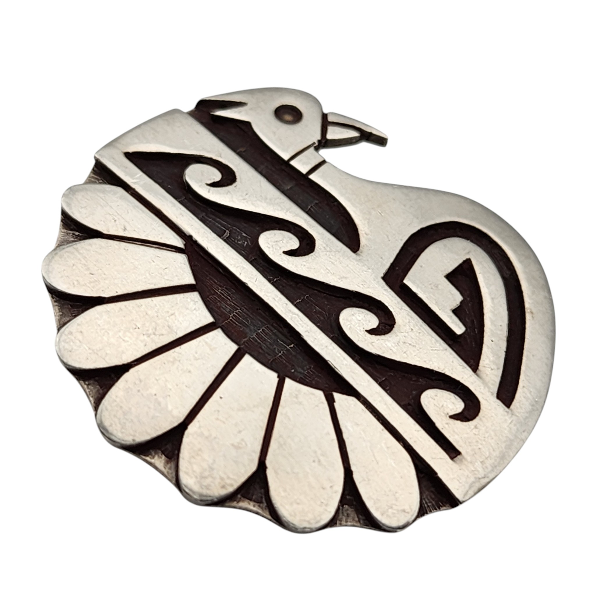 Vintage Billy Ray Hawee Hopi Sterling Bird Overlay Pendant