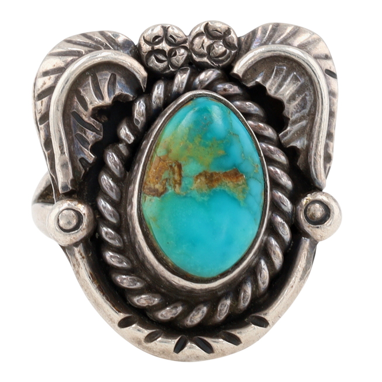 Vintage Navajo Sterling Turquoise Ring Sz 5.25