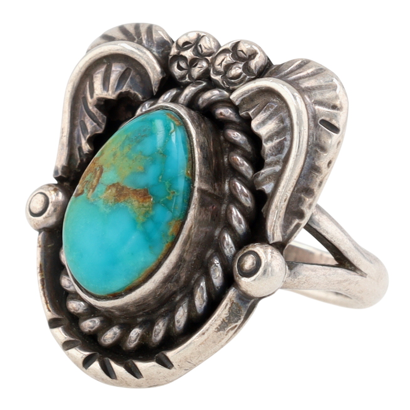 Vintage Navajo Sterling Turquoise Ring Sz 5.25
