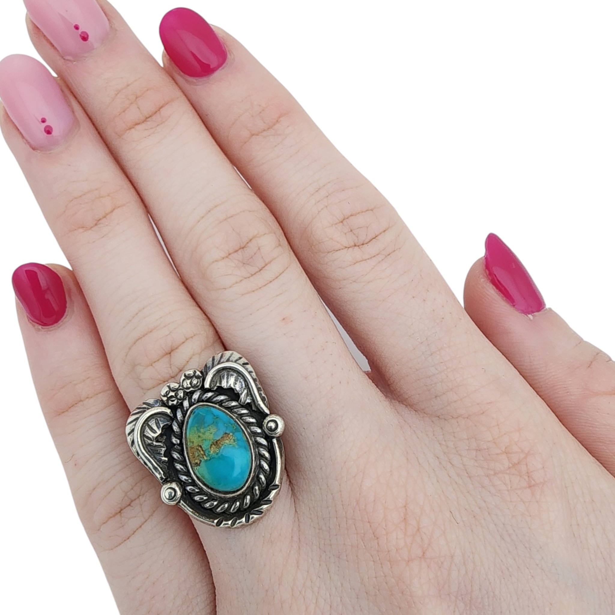 Vintage Navajo Sterling Turquoise Ring Sz 5.25