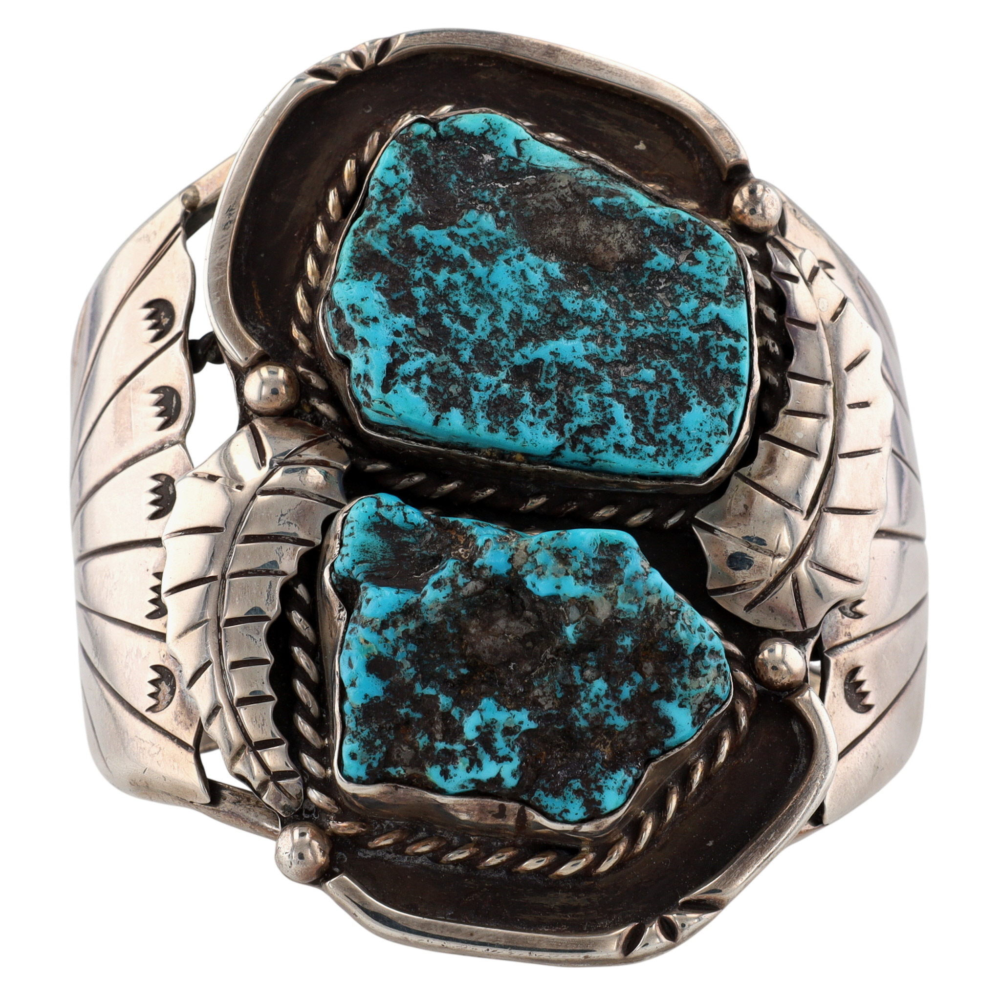 Huge Vintage Navajo Sterling Turquoise Cuff Bracelet