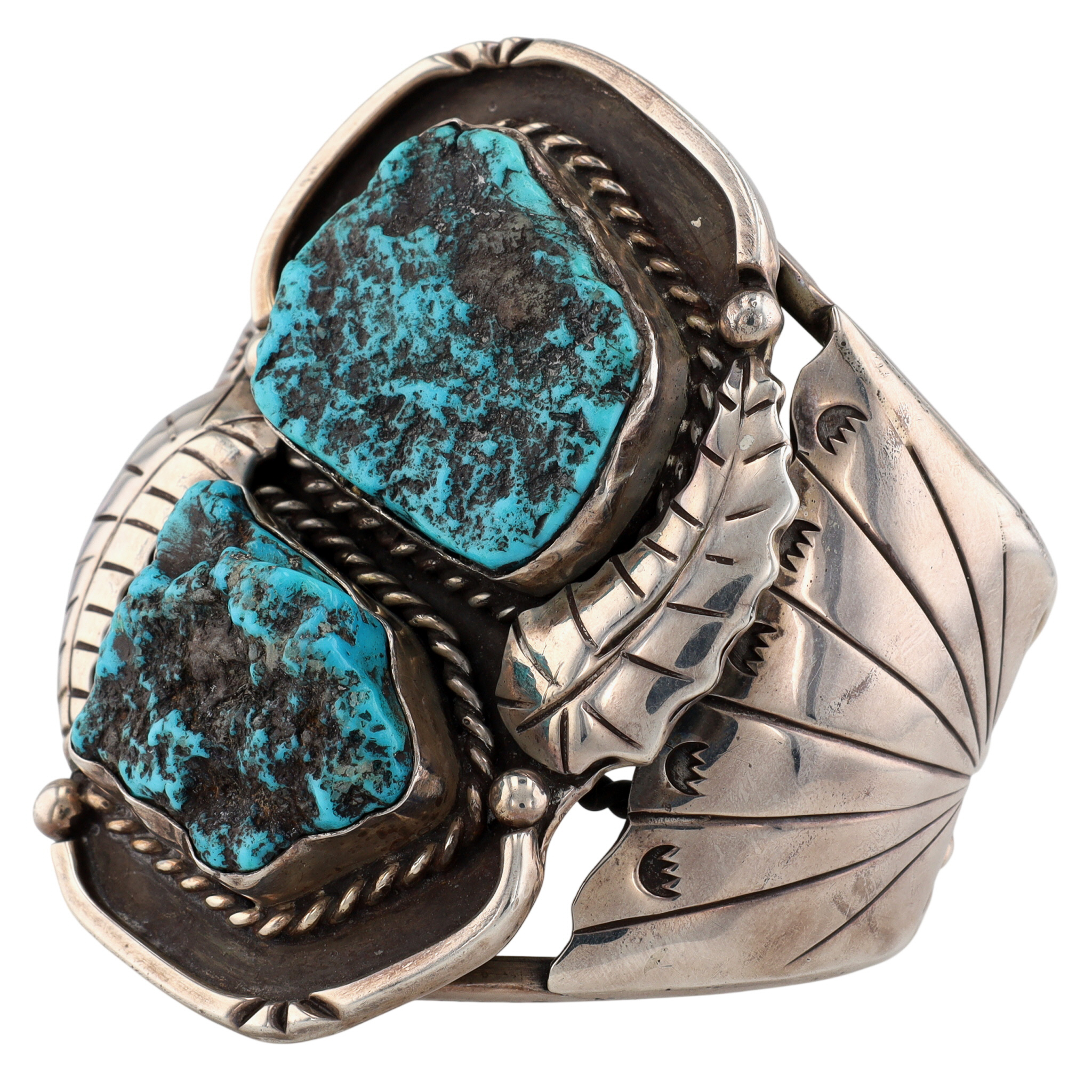 Huge Vintage Navajo Sterling Turquoise Cuff Bracelet