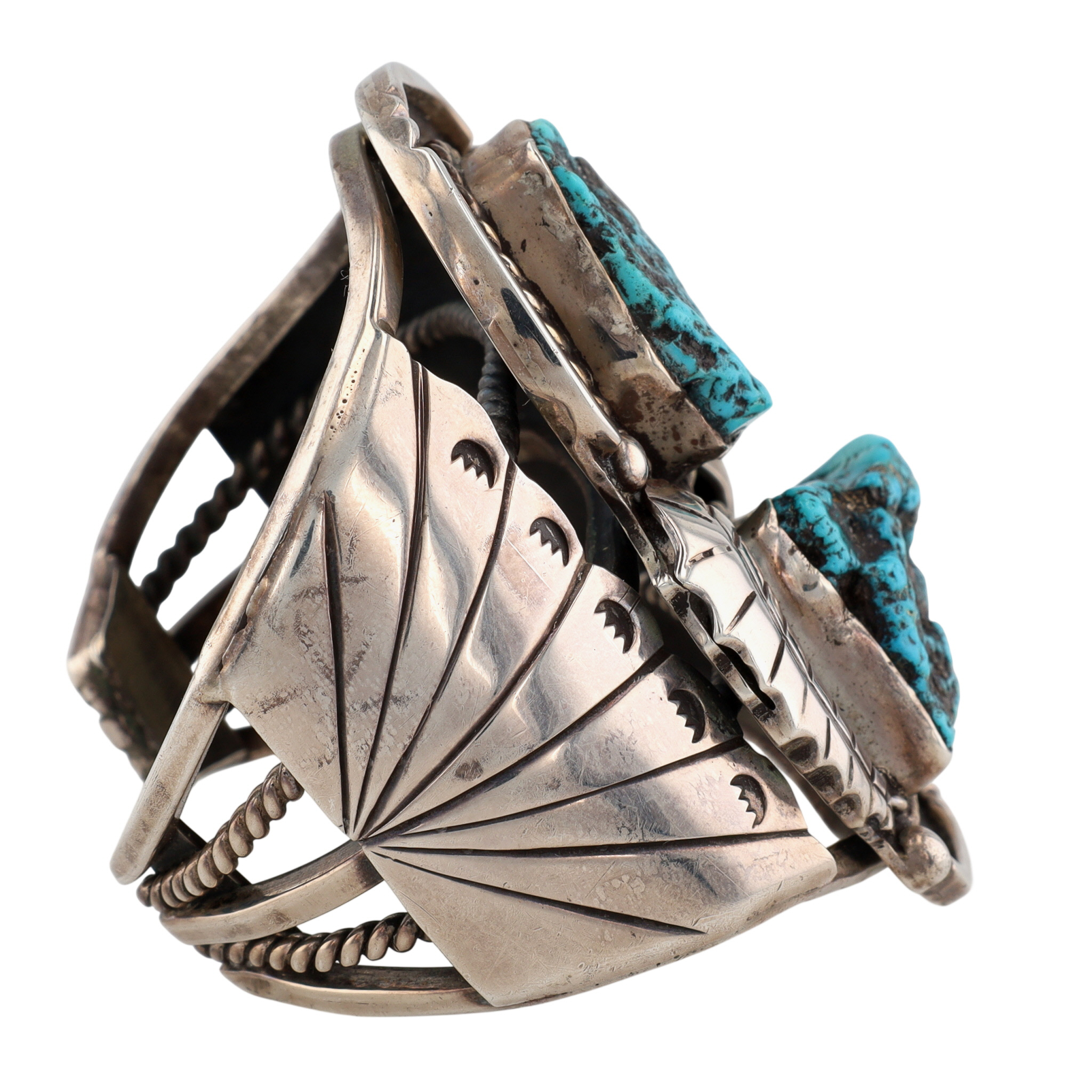 Huge Vintage Navajo Sterling Turquoise Cuff Bracelet