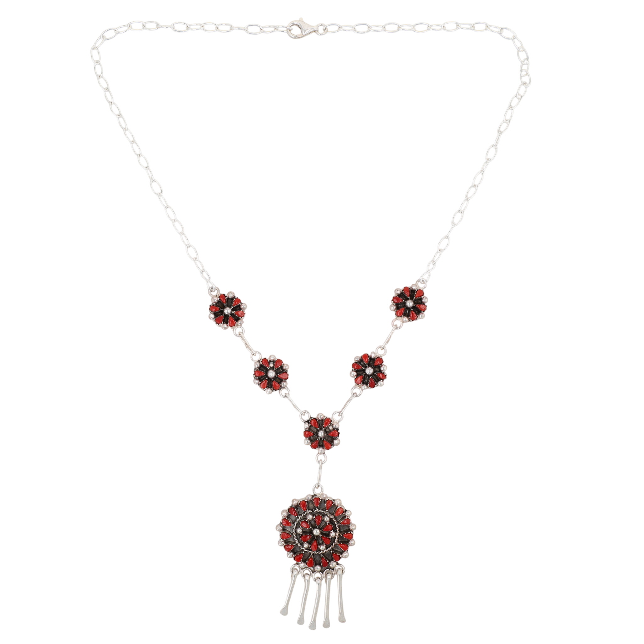 Tricia Leekity Zuni Sterling Coral Petit Point Necklace