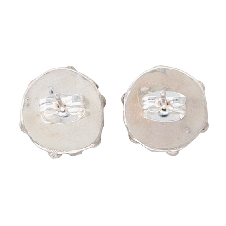 Tricia Leekity Zuni Sterling Coral Petit Point Earrings