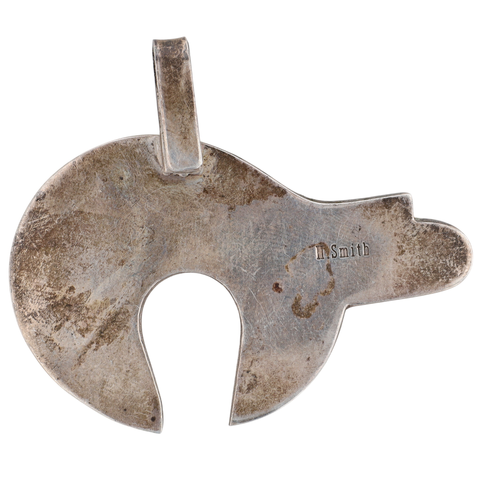 Harold Smith Navajo Sterling Multi-Stone Inlay Bear Pendant