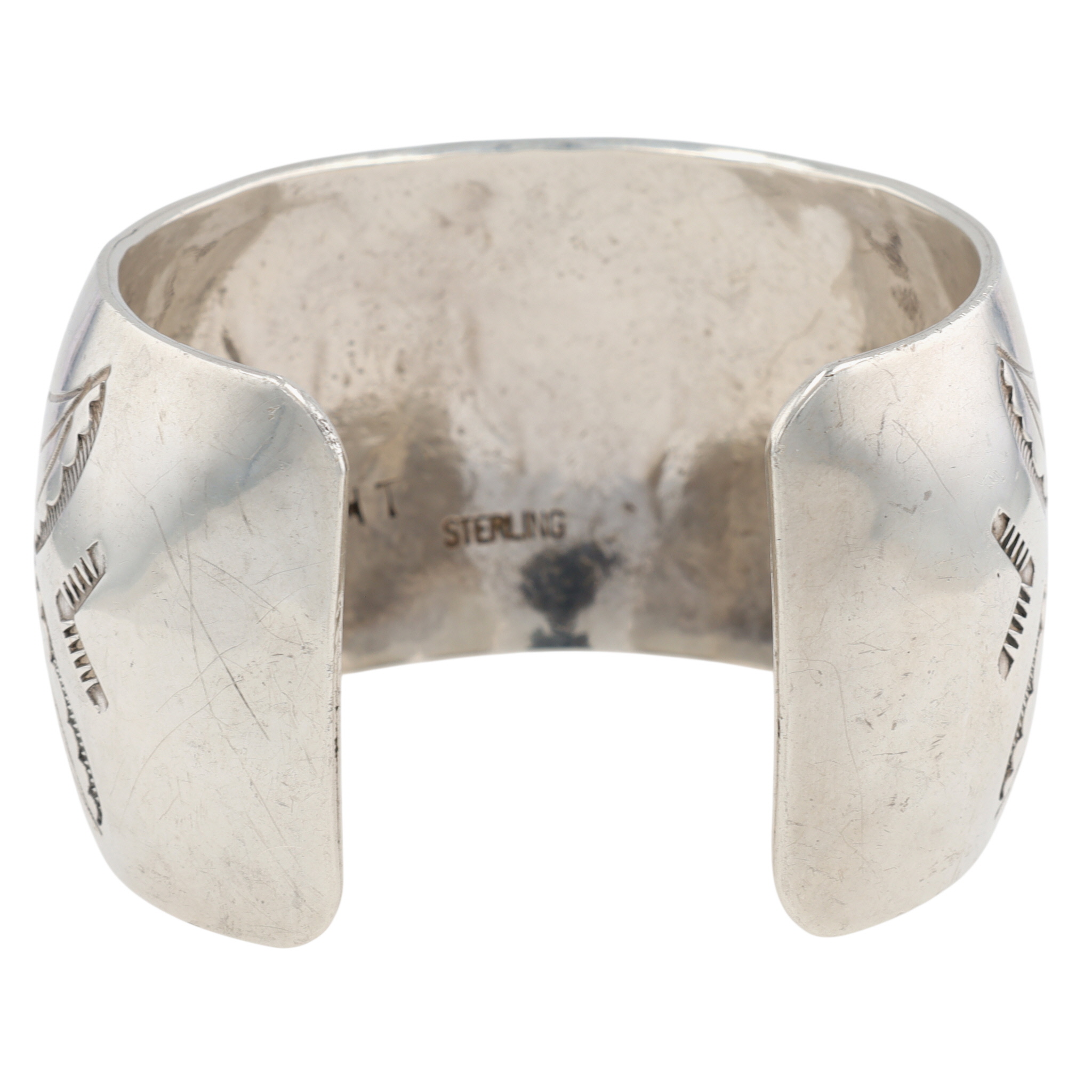 Wilson Tsosie Navajo Sterling Storyteller Wide Cuff Bracelet
