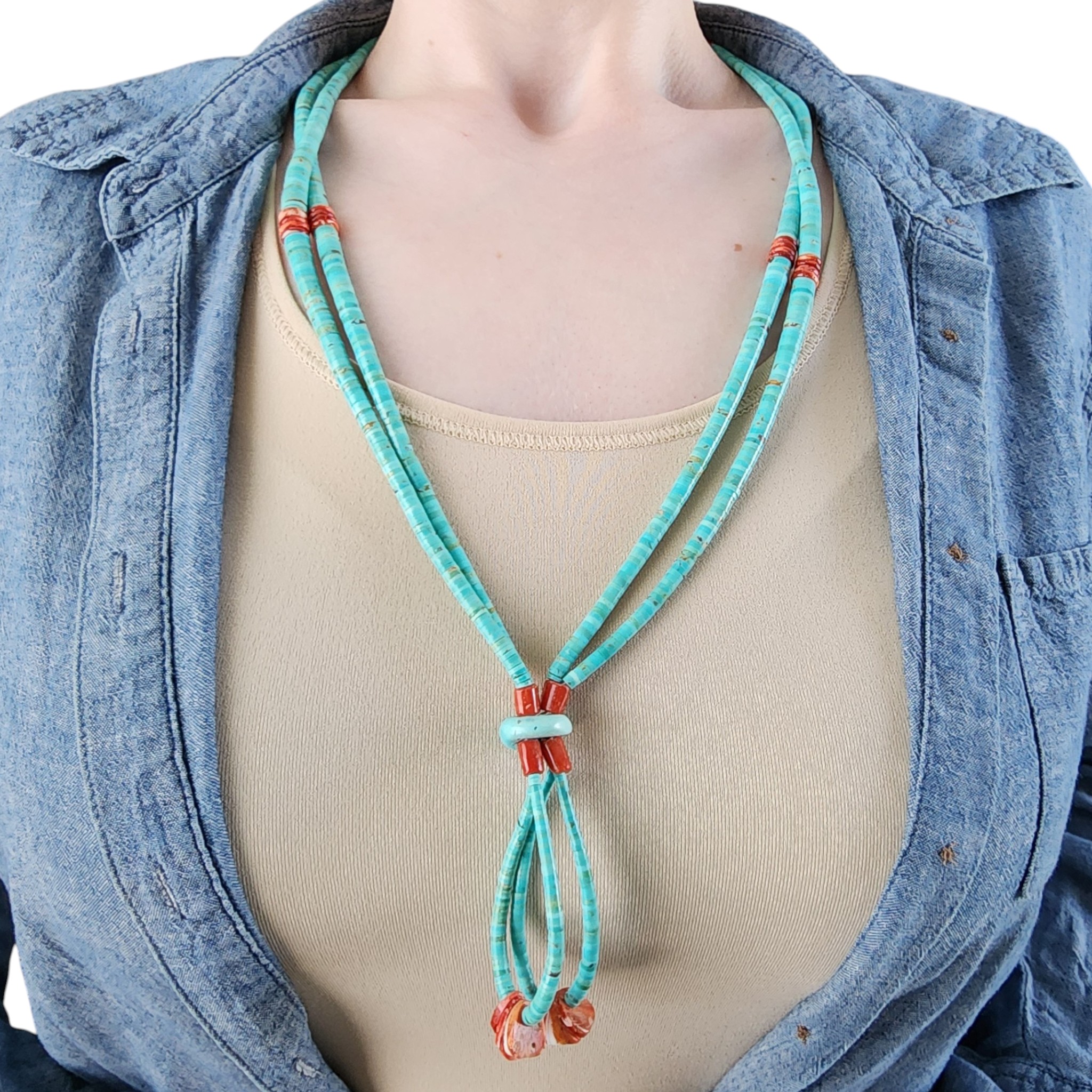 Santo Domingo Sterling Turquoise Coral Jacla Necklace