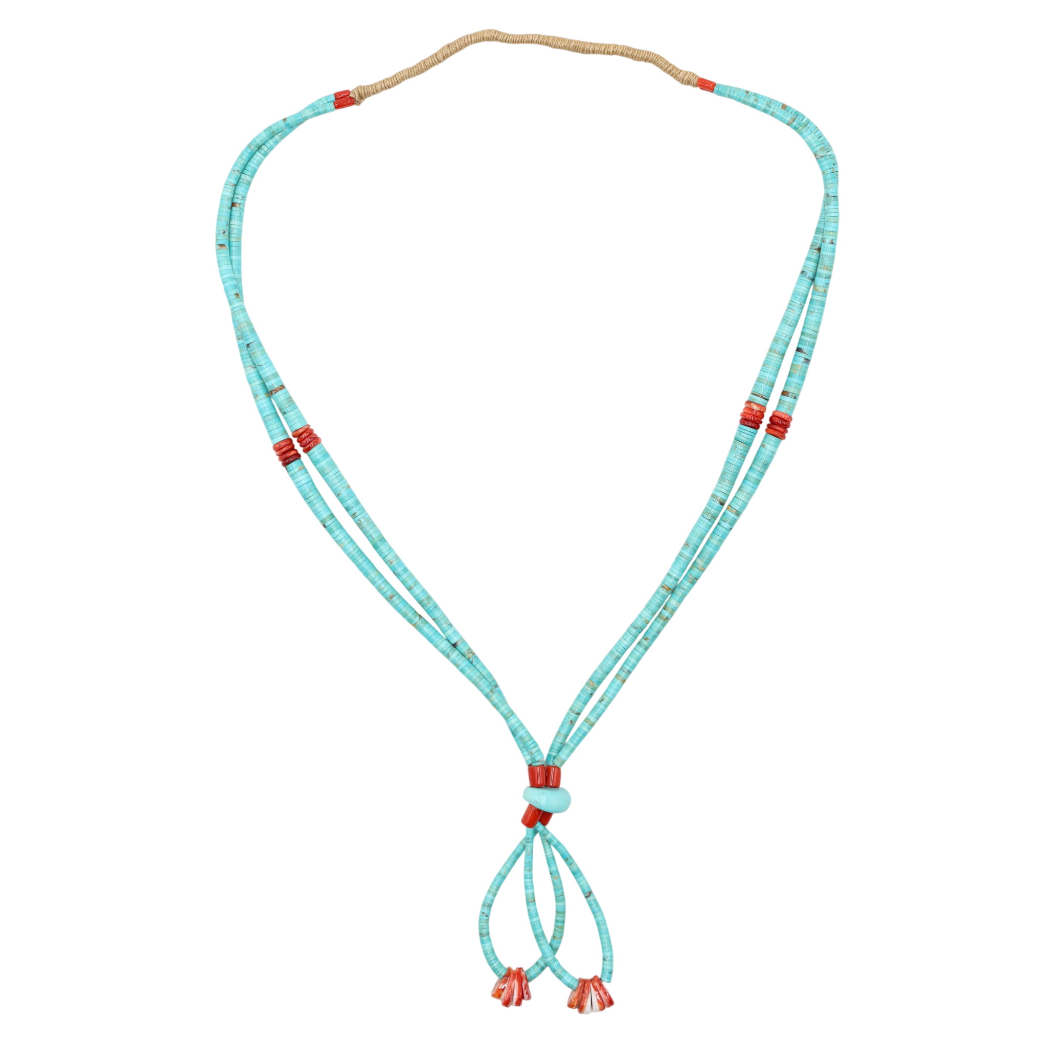 Santo Domingo Sterling Turquoise Coral Jacla Necklace