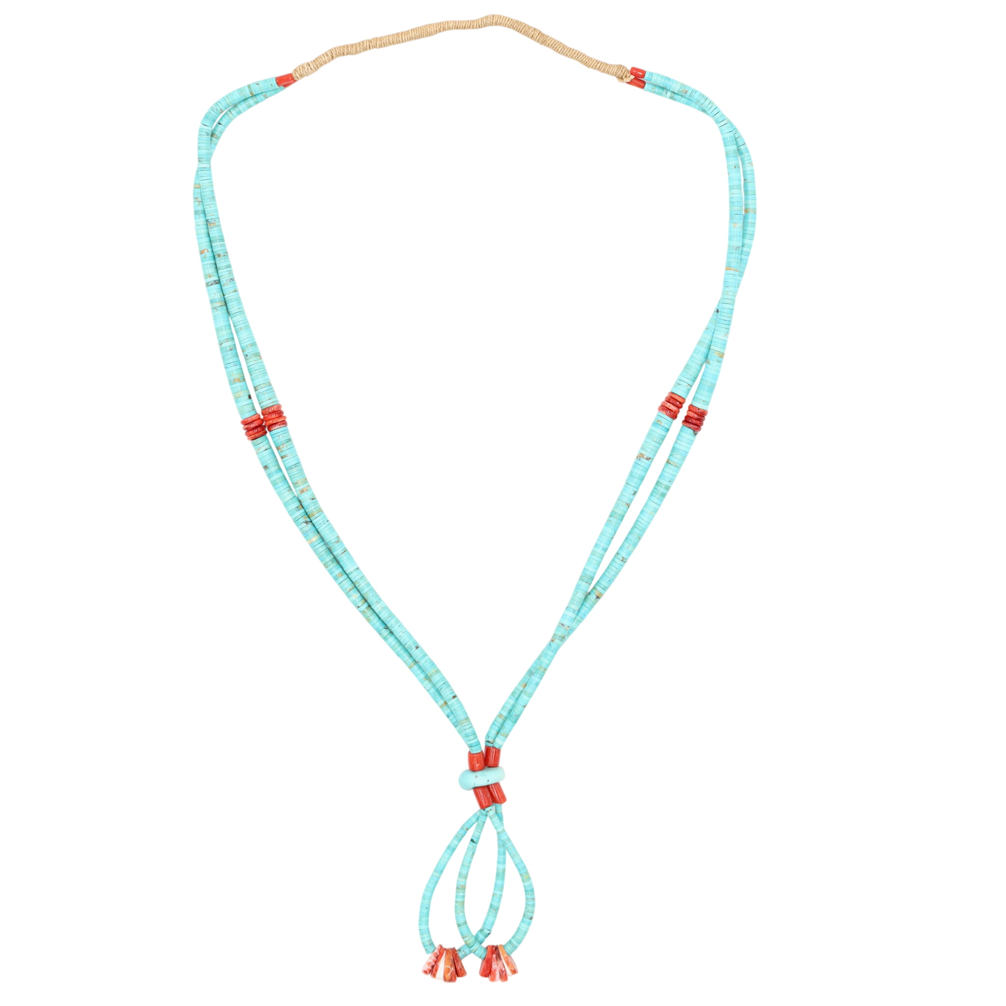 Santo Domingo Sterling Turquoise Coral Jacla Necklace