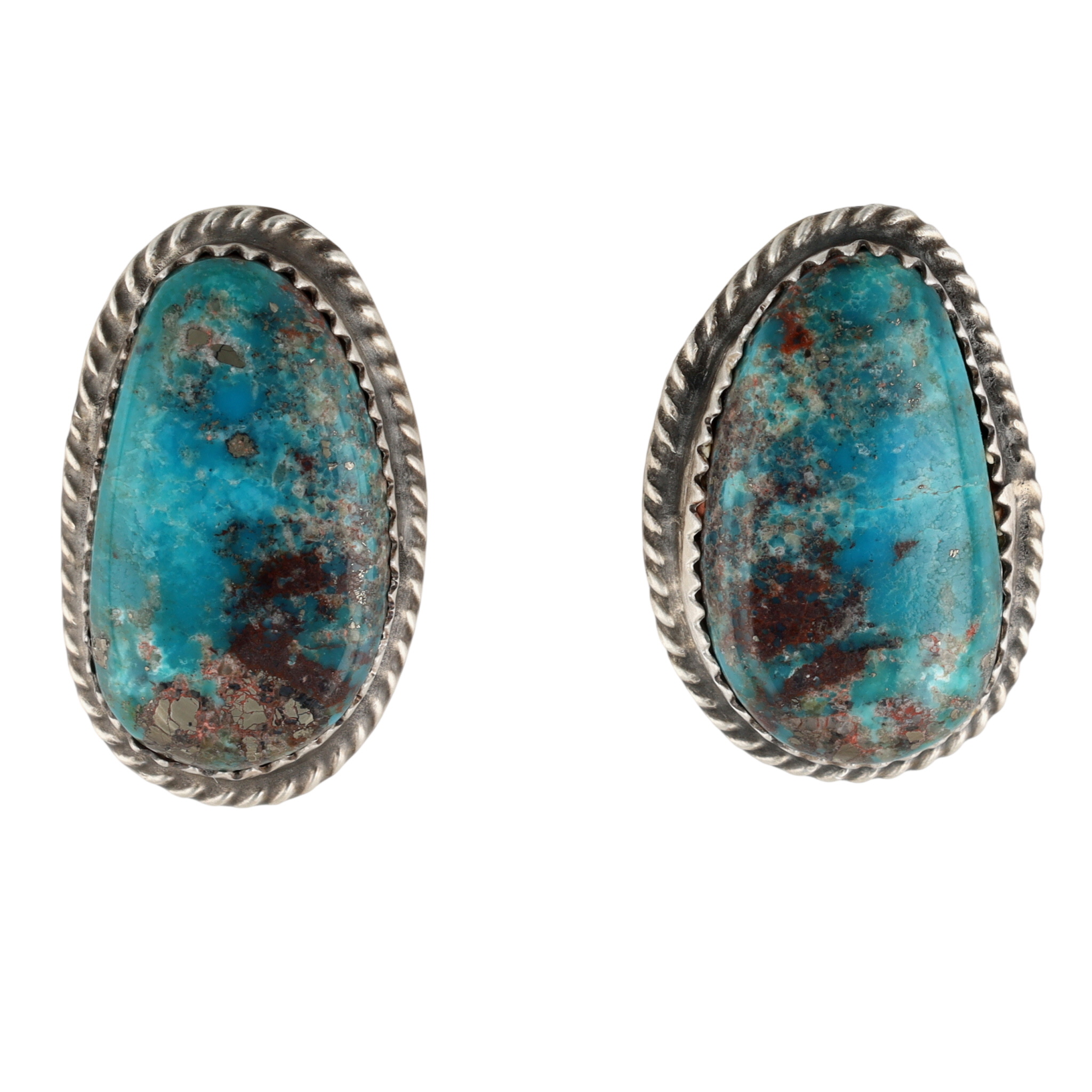 Donovan Nez Navajo Sterling Kingman Turquoise Earrings