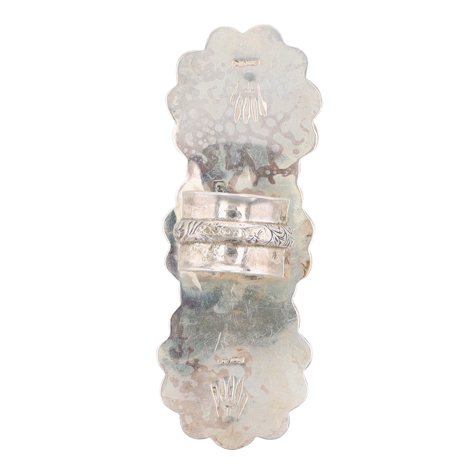 Chad Teller Navajo Sterling Silver Concho Finger Length Ring Sz 9.5